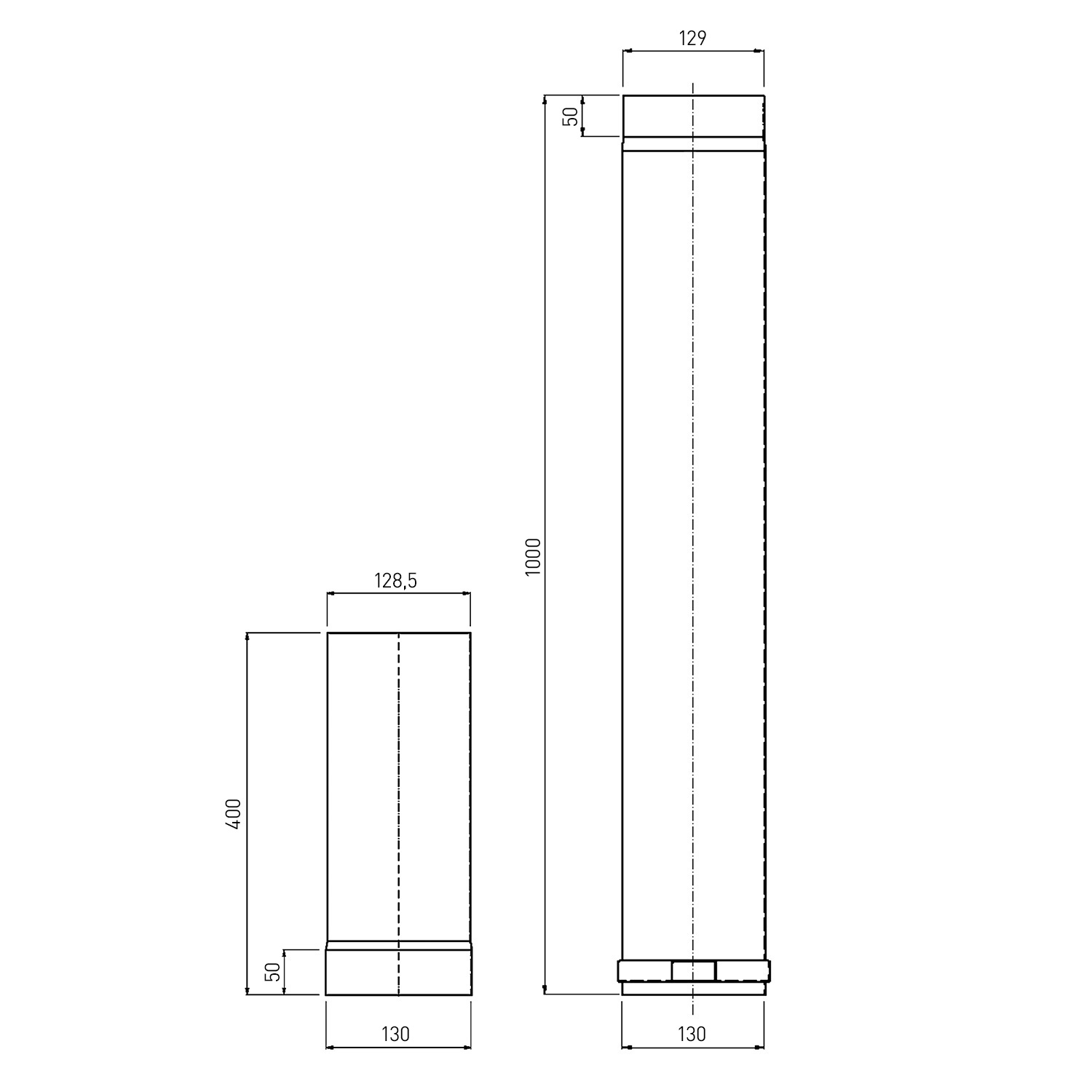 Raik Rauchrohr / Ofenrohr Emaille 130mm - Länge 1000mm Teleskoprohr Elfenbein