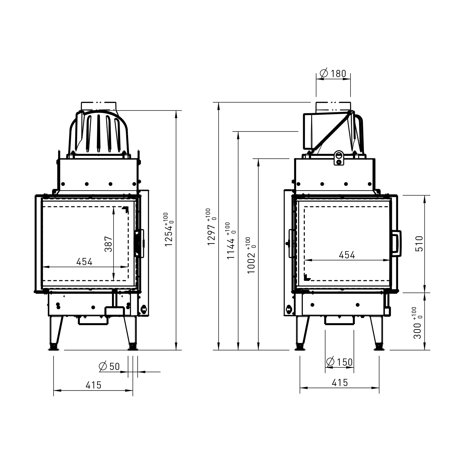 Austroflamm 55x55x51 K 3.0 Kamineinsatz Ecke links