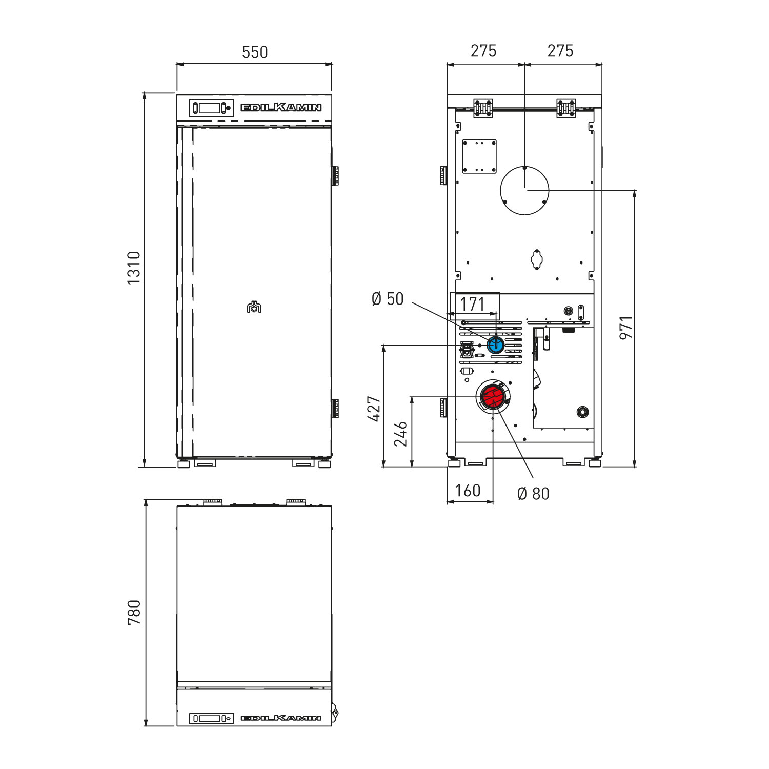 Edilkamin Gora 22 Wasserführender Pelletkessel inkl. Kit R-FX + 450 kg Pellets gratis