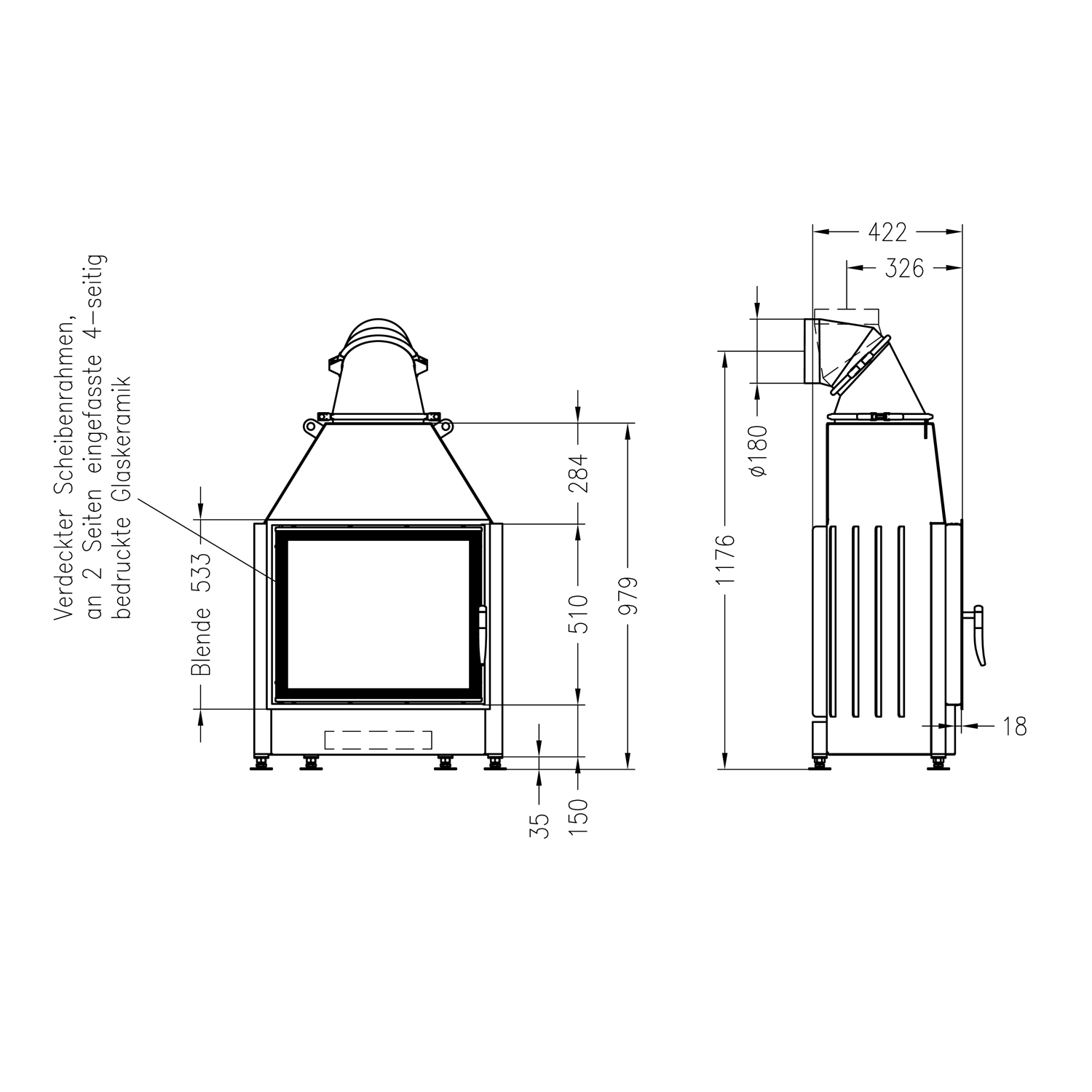 Spartherm Mini S-4S RLU Kamineinsatz 51 cm links