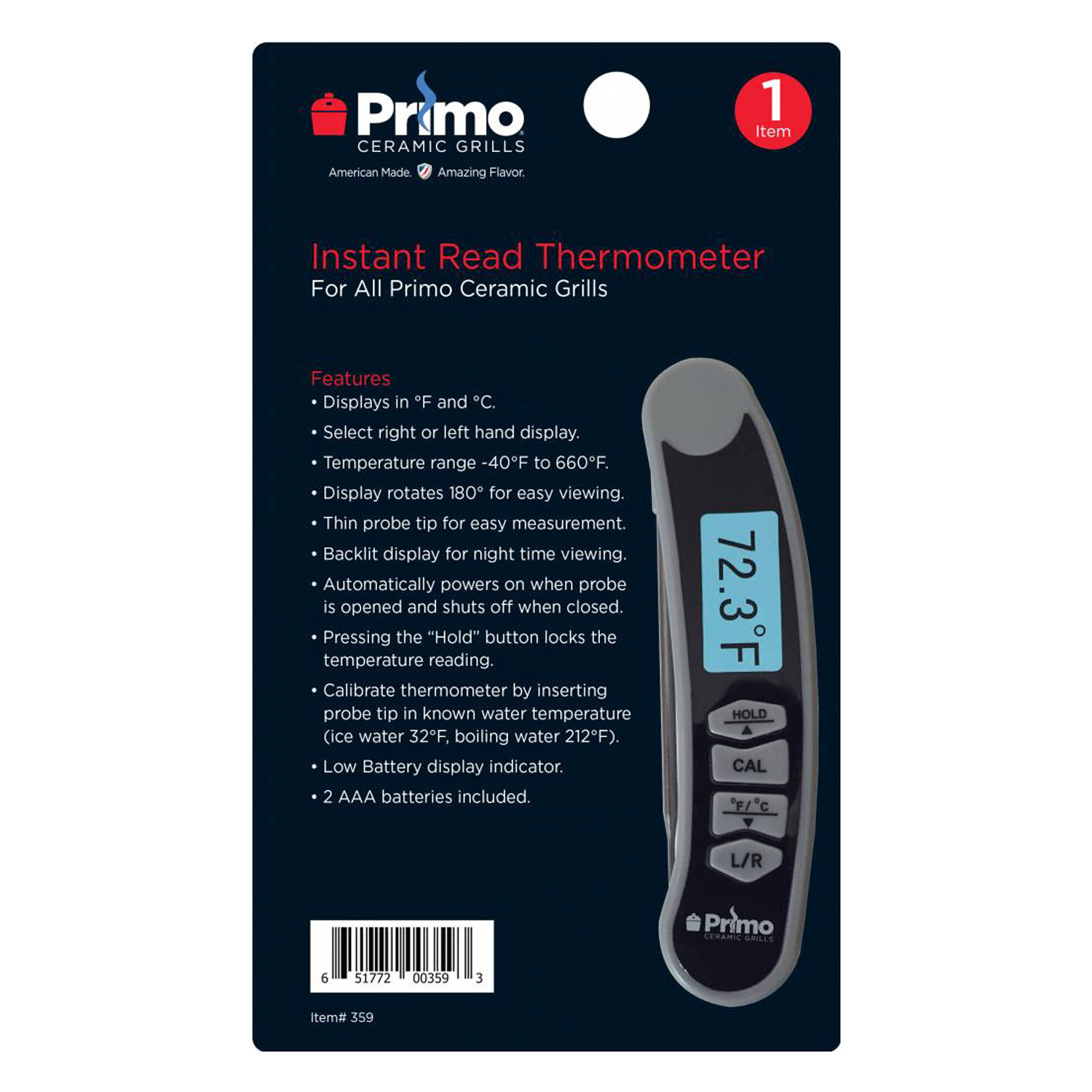 Primo Instant Read Einstichthermometer Grau/Schwarz