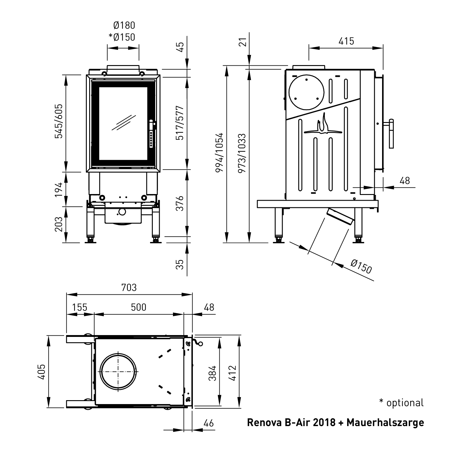 Spartherm Renova B-Air Kamineinsatz 51 cm links