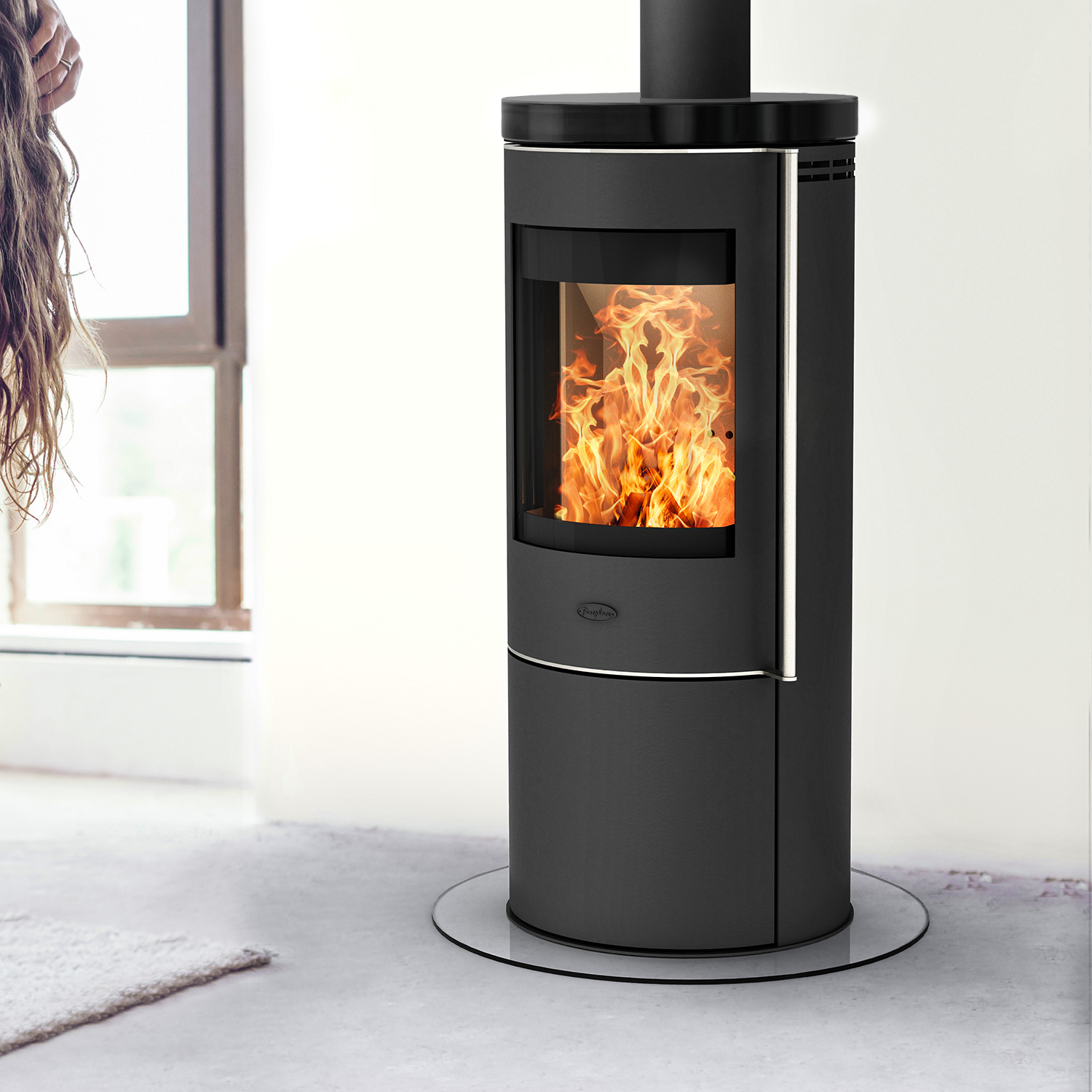 Fireplace Elite Toronto Kaminofen Stahl Schwarz mit Abdeckplatte Keramik