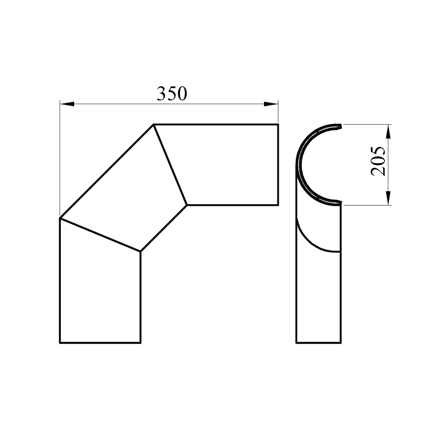 Raik Rauchrohrbogen / Ofenrohr 160mm - Thermoschild seitlich 90° schwarz