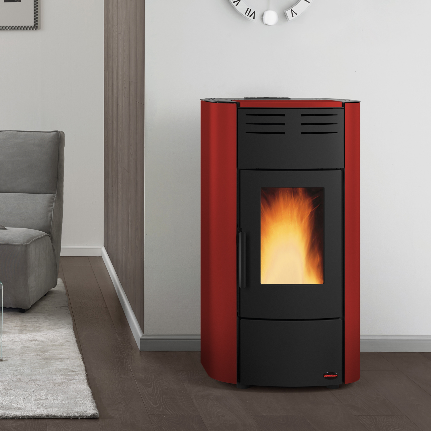 Extraflame Raffaella Idro H15 Wasserführender Pelletofen Stahl Bordeaux