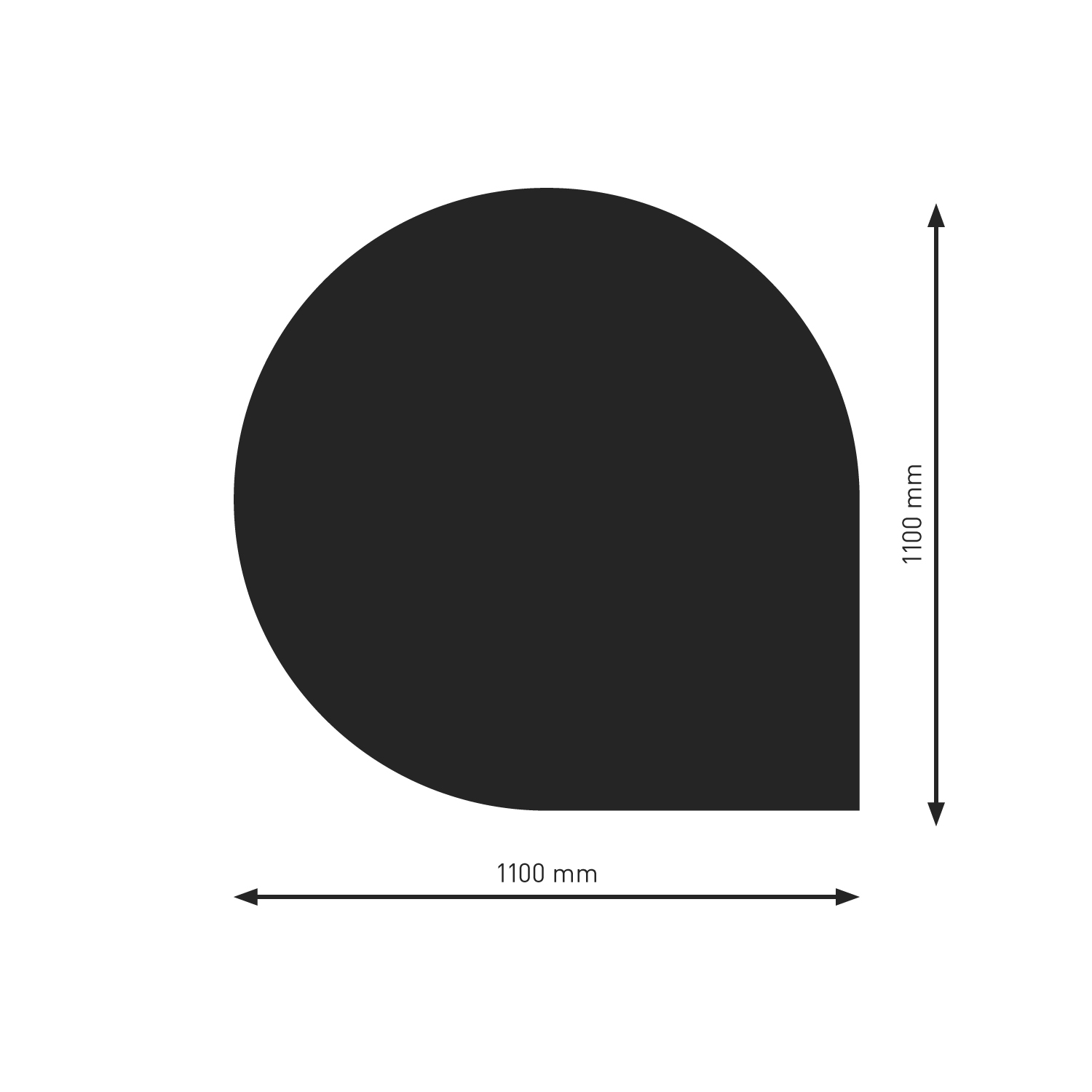 Raik Bodenplatte Tropfen schwarz pulverbeschichtet 1100 x 1100 mm