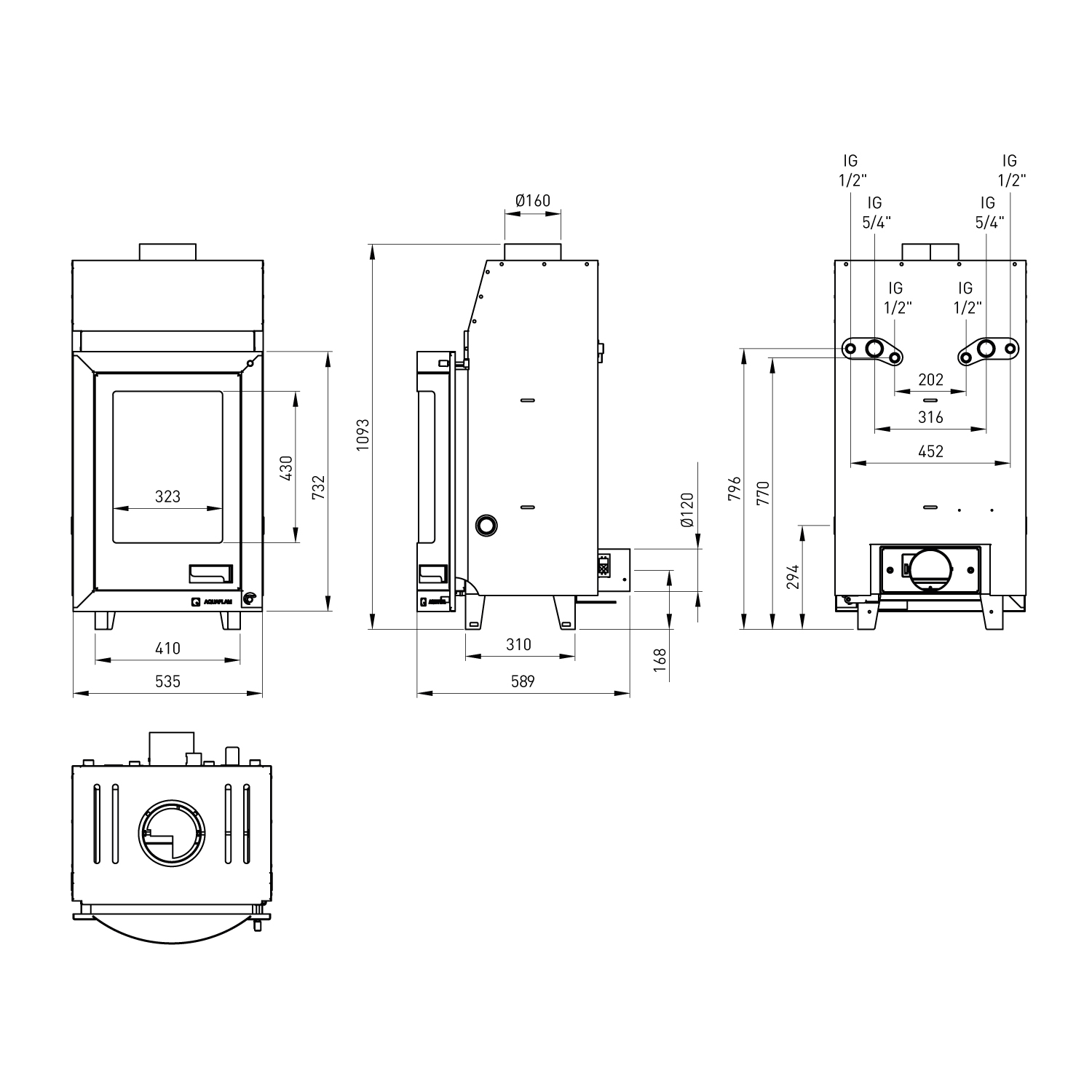 Aquaflam 7 Panorama Basic Wasserführender Kamineinsatz