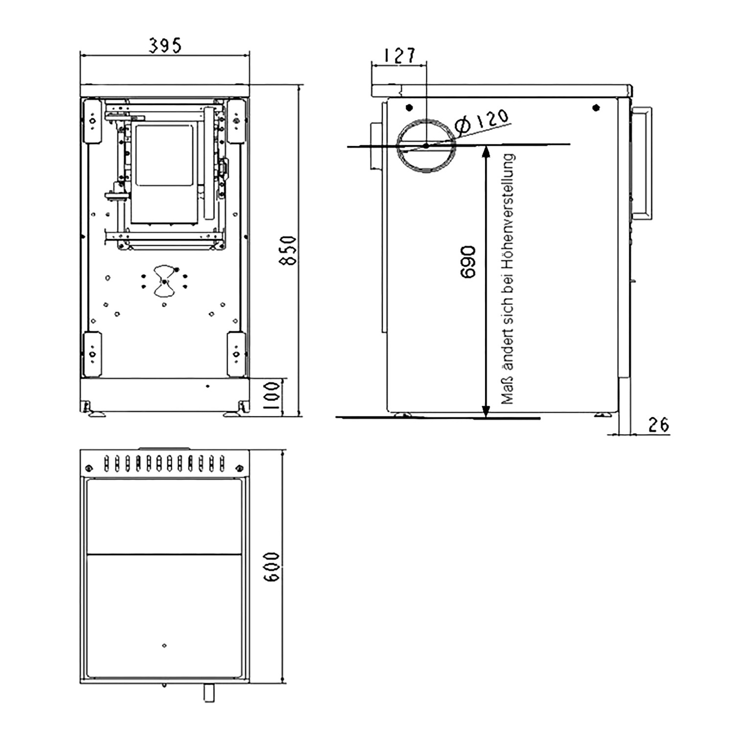 Haas+Sohn HSD 40.5-SF Küchenofen Stahlplatte Anthrazit