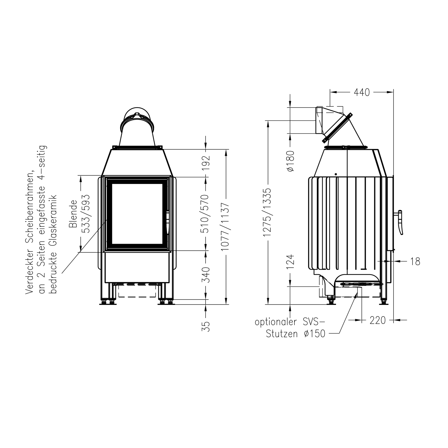 Spartherm Mini Z1-4S Kamineinsatz 7 kW 51 cm links