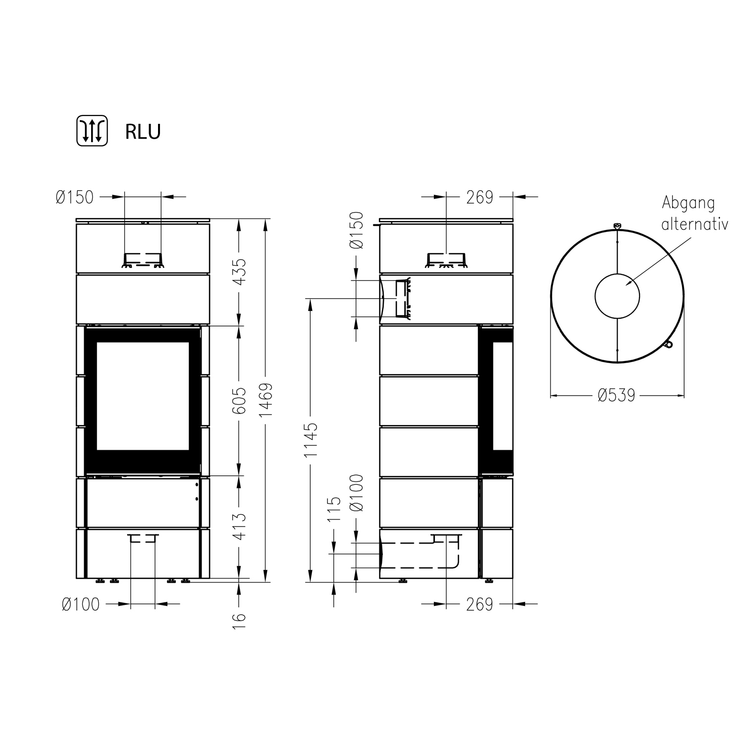 Spartherm ambiente a3 Kaminofen Stahl Nero RLU