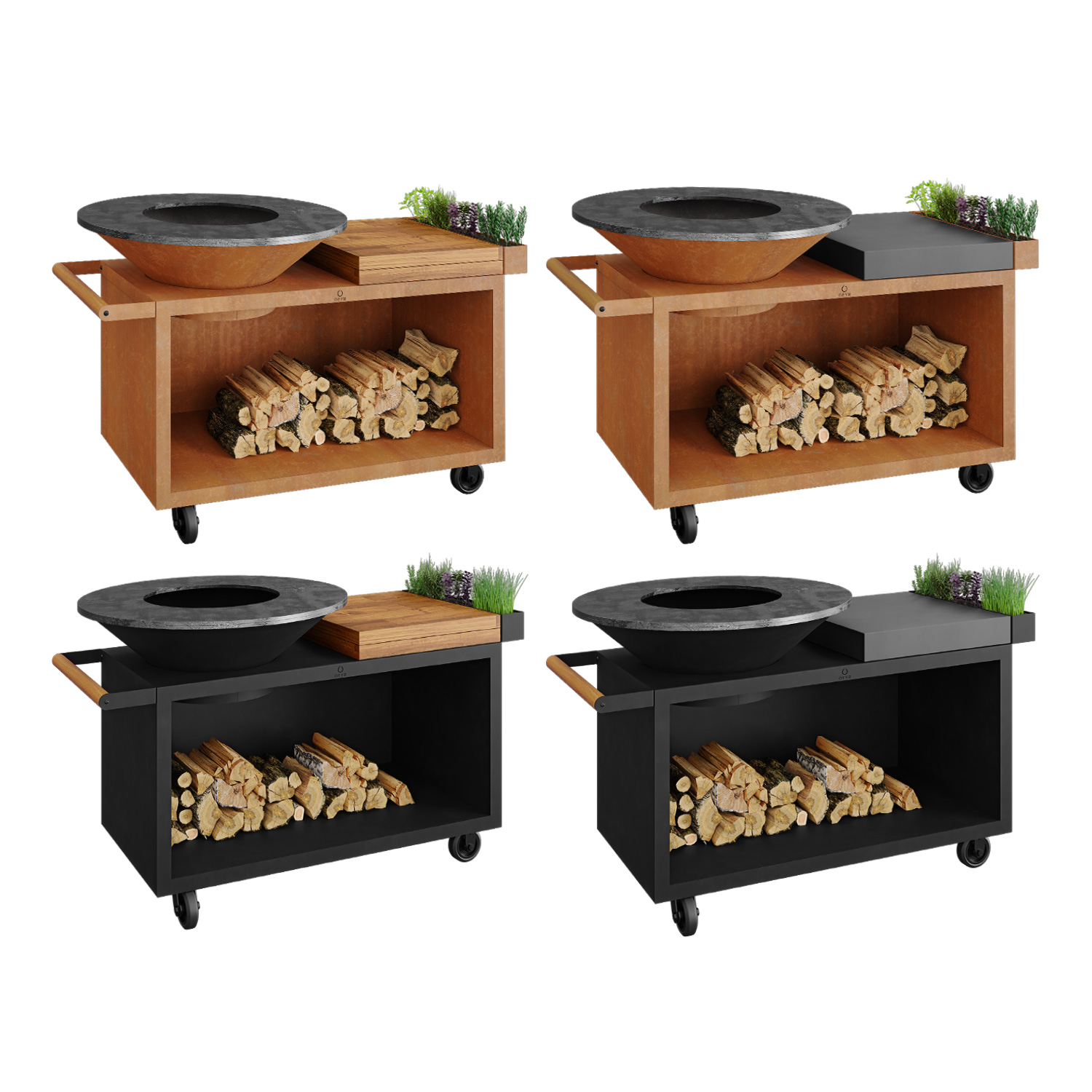 OFYR Island Corten 100 PRO Grill & Feuerstelle mit Arbeitsplatte Keramik