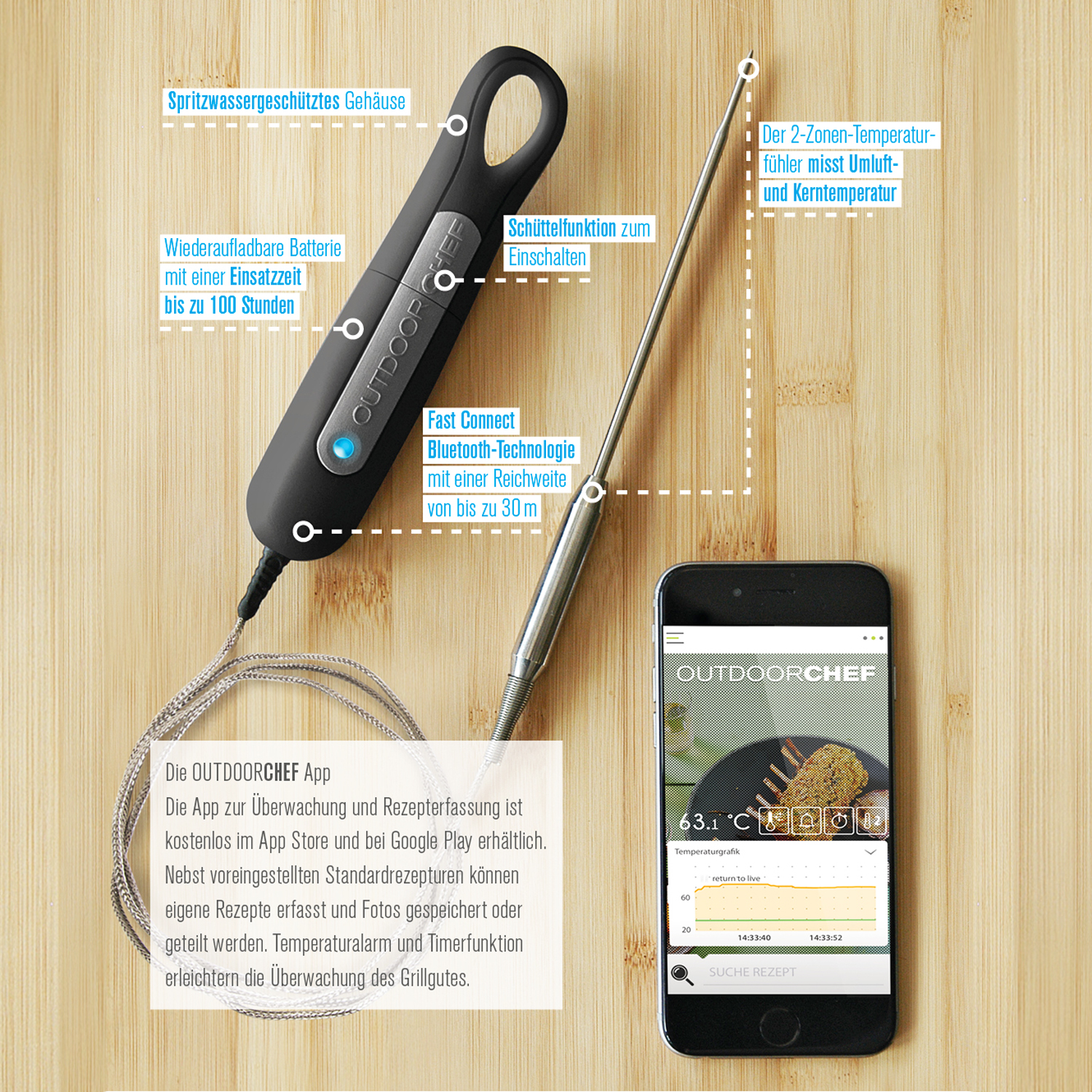 Outdoorchef Gourmet Check Dual BT Thermometer