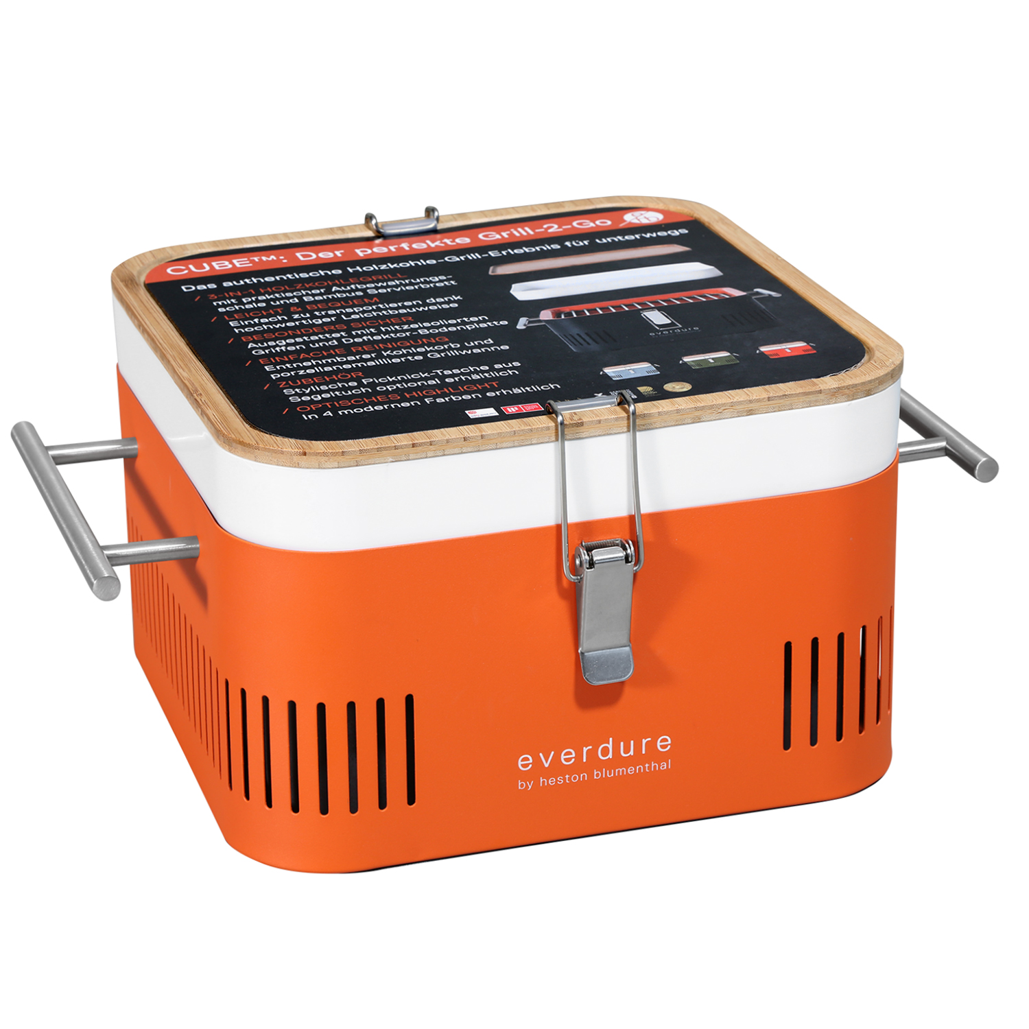 Everdure CUBE Holzkohlegrill Orange + Tragetasche