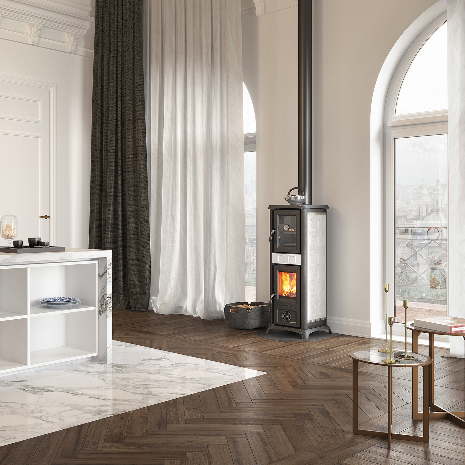 La Nordica Gemma Forno 5.0 Keramik Kaminofen Elegance Weiß Infinity