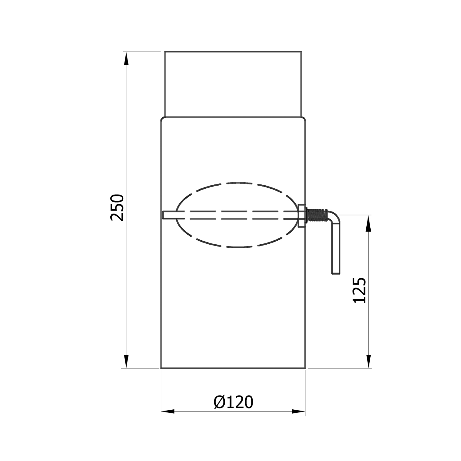 raik Rauchrohr / Ofenrohr 120mm - 250mm mit Zugregulierung gussgrau