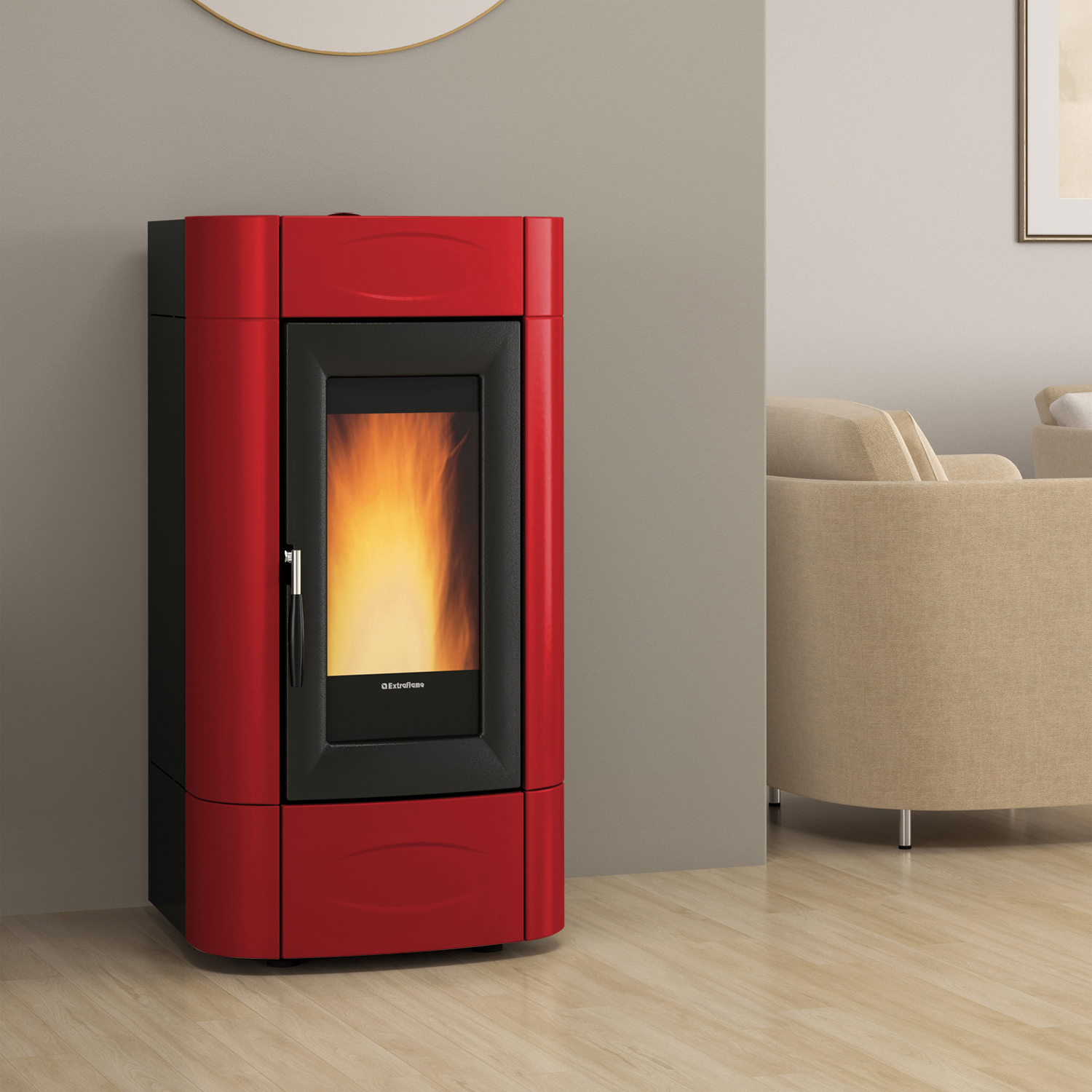 Extraflame Evolution Line Isidora Idro H16 wasserführender Pelletofen Bordeaux