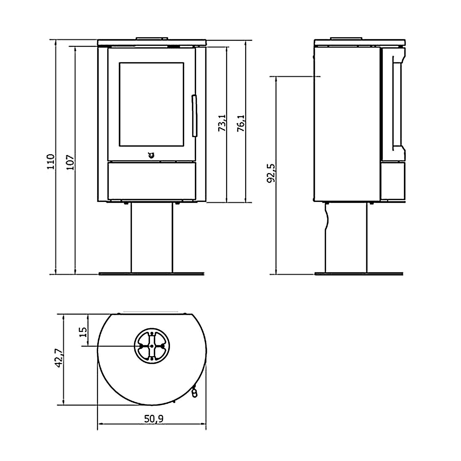 Varde Aura 11 Kaminofen Stahl Schwarz