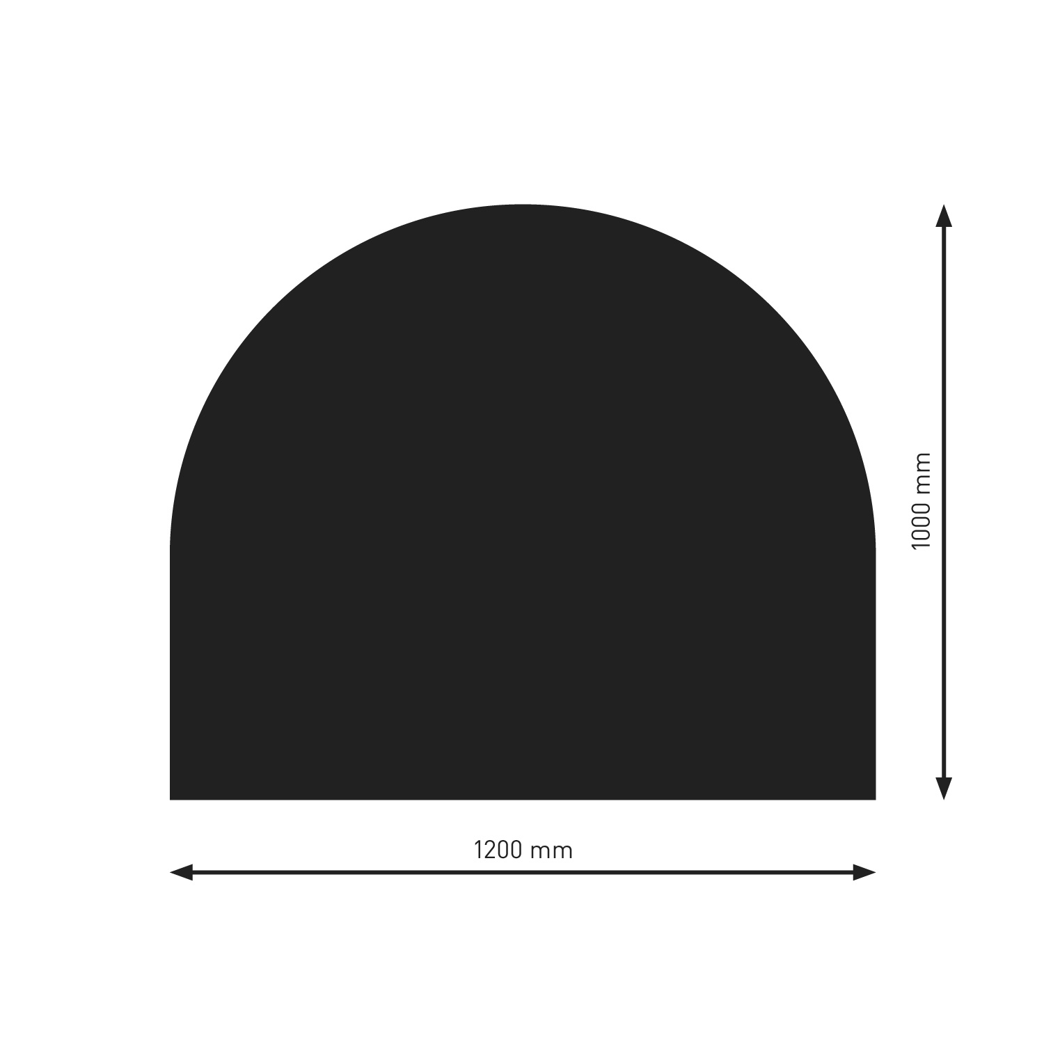 Raik Bodenplatte B3 Halbrund schwarz pulverbeschichtet 1000 x 1200 mm