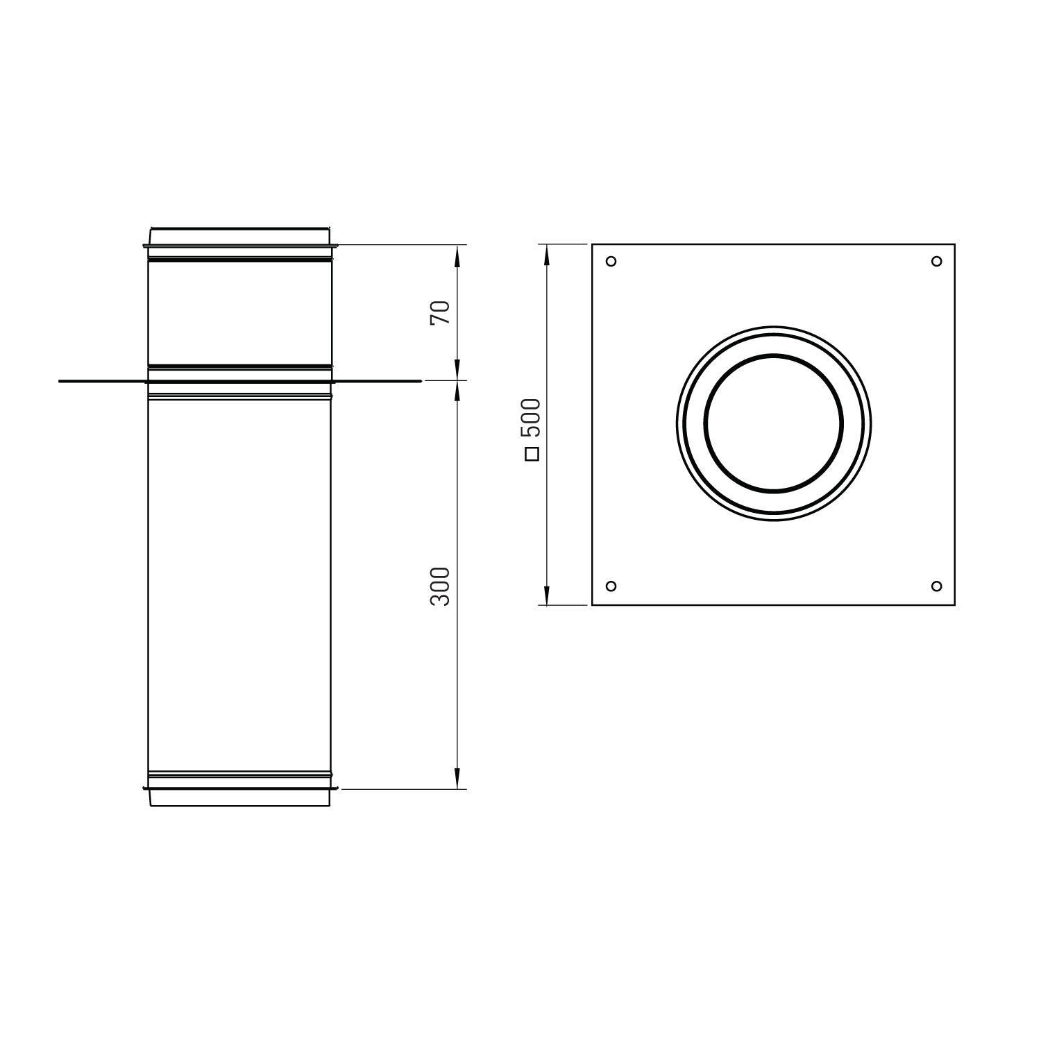 Opsinox Edelstahlschornstein 130mm Deckendurchführung VDO