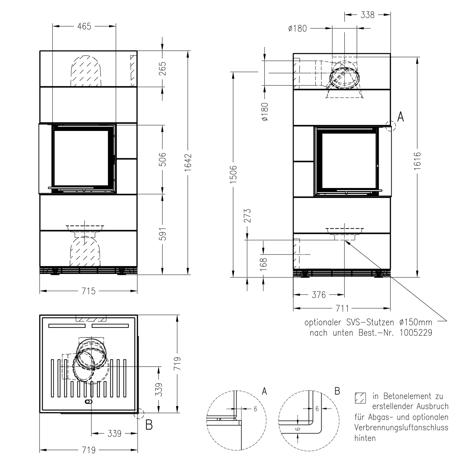 Spartherm Kaminbausatz SIM 2/2/Mini 2LRh-4S Natur