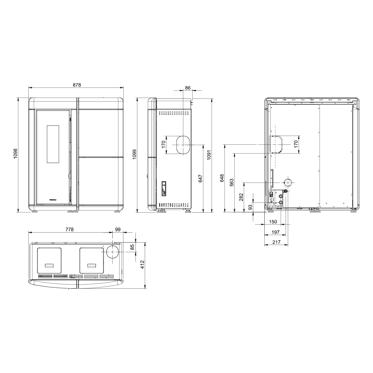 Extraflame Evolution Line Evelyne Idro 2.0 Wasserführender Pelletofen Majolika Weiß