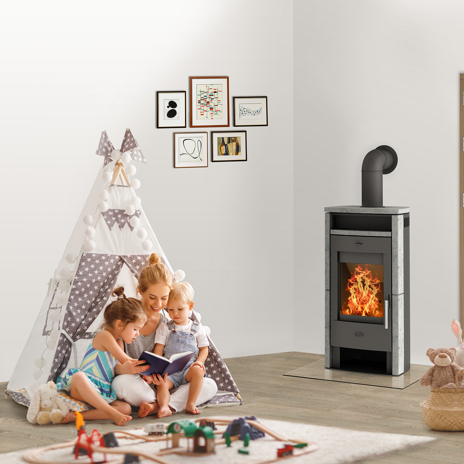 Fireplace Elite Budapest Kaminofen Speckstein + 1 m³ Kaminholz gratis