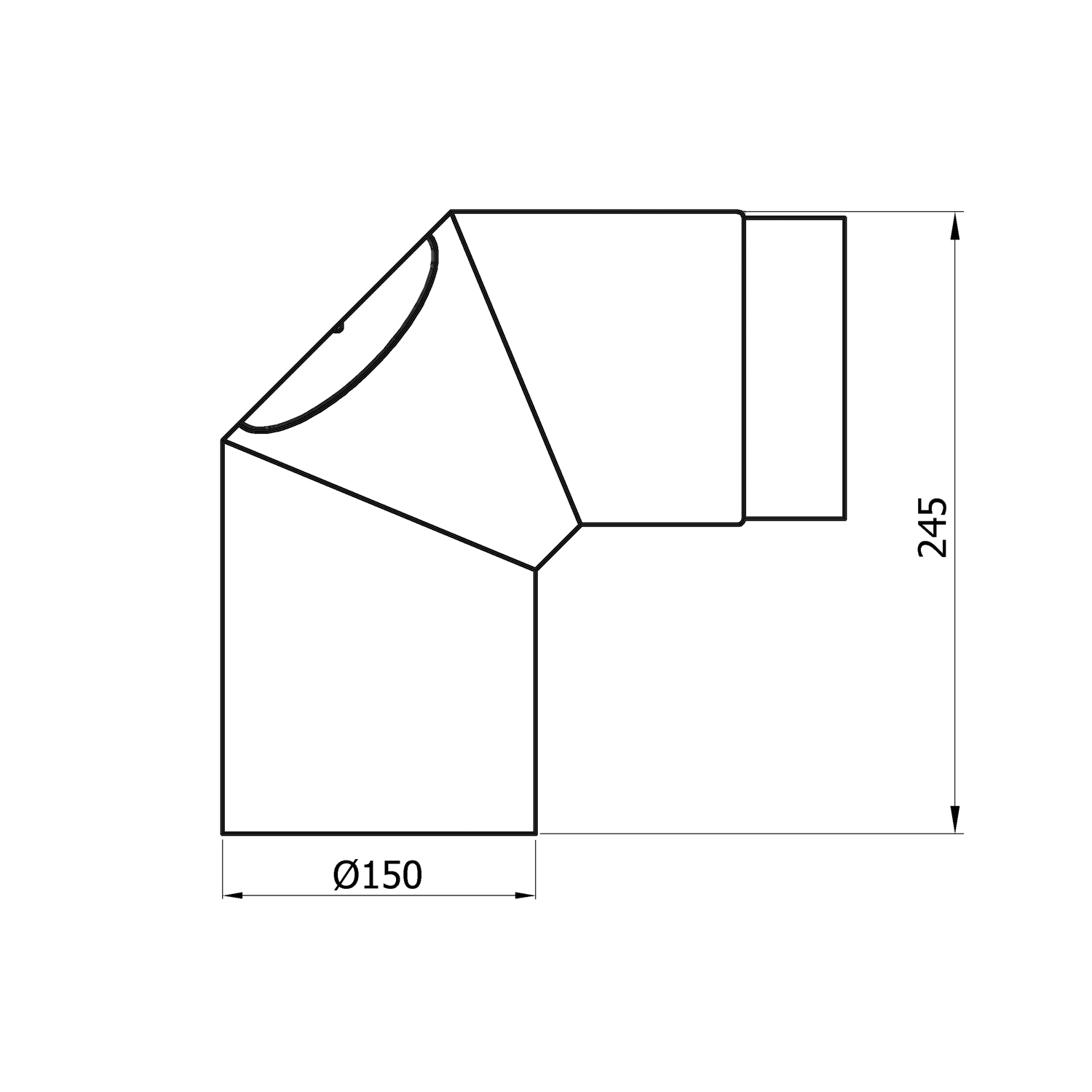 Raik Rauchrohrbogen / Ofenrohr 150mm - 90° mit Reinigungsöffnung gussgrau