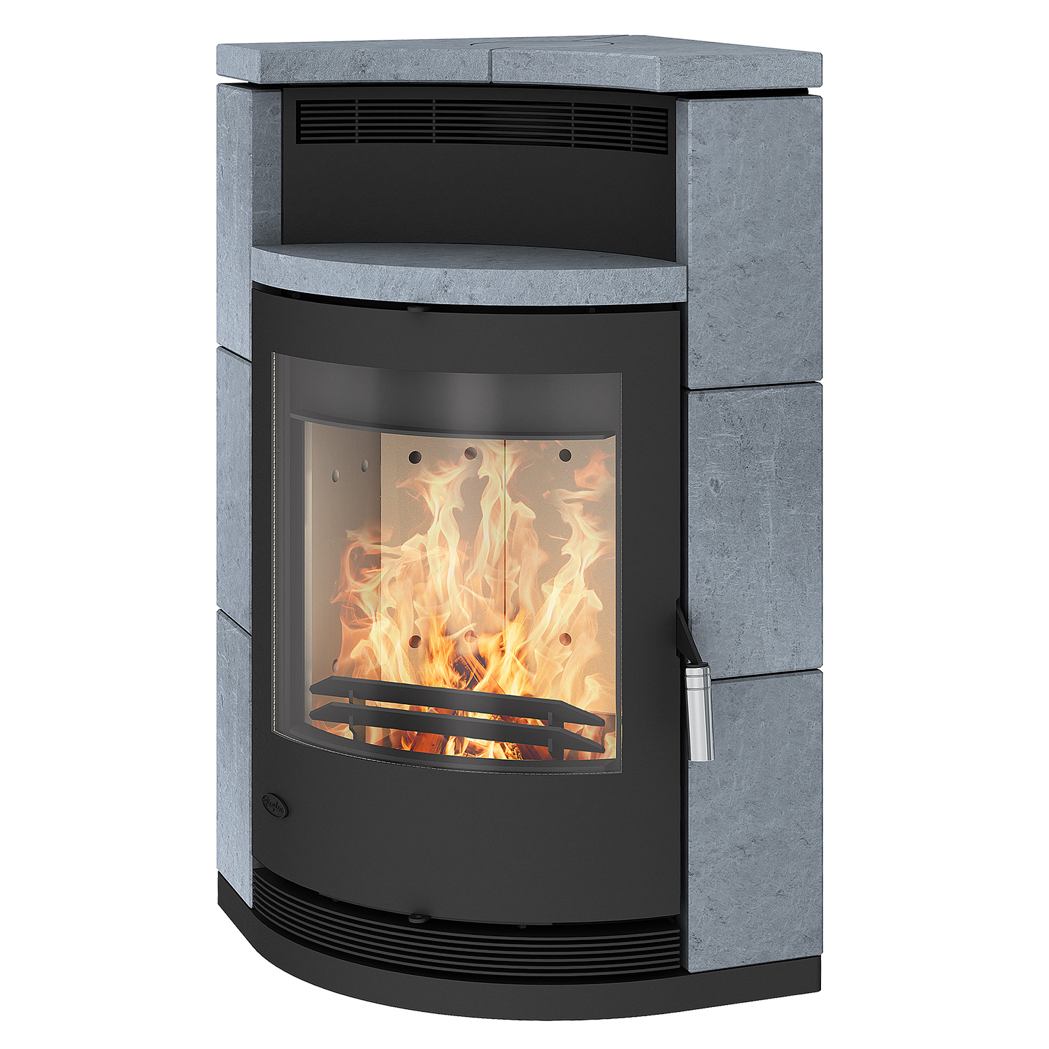 Fireplace Lyon Eckkaminofen Stahl Schwarz | Speckstein