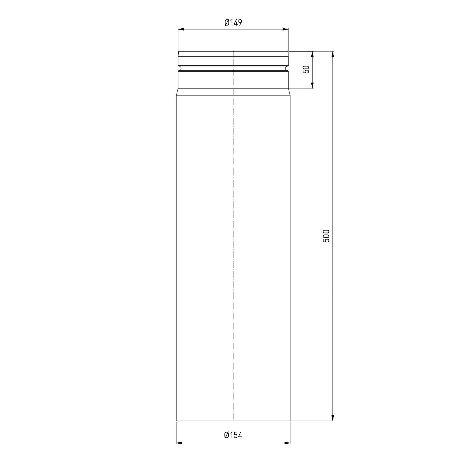 Raik Rauchrohr / Ofenrohr 150mm - 500mm schwarz mit Sicke