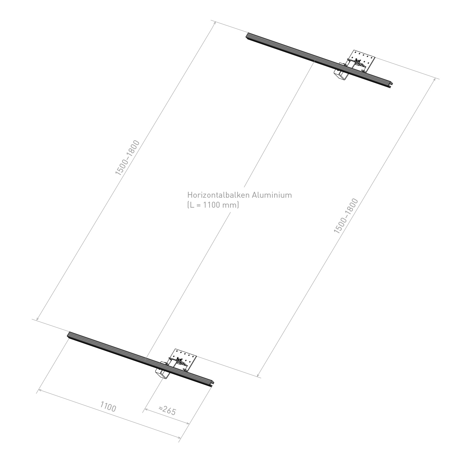 Sunex Standard Schrägdacherweiterungsset 25-60 Grad für 1 Flachkollektor Basicx 2.0