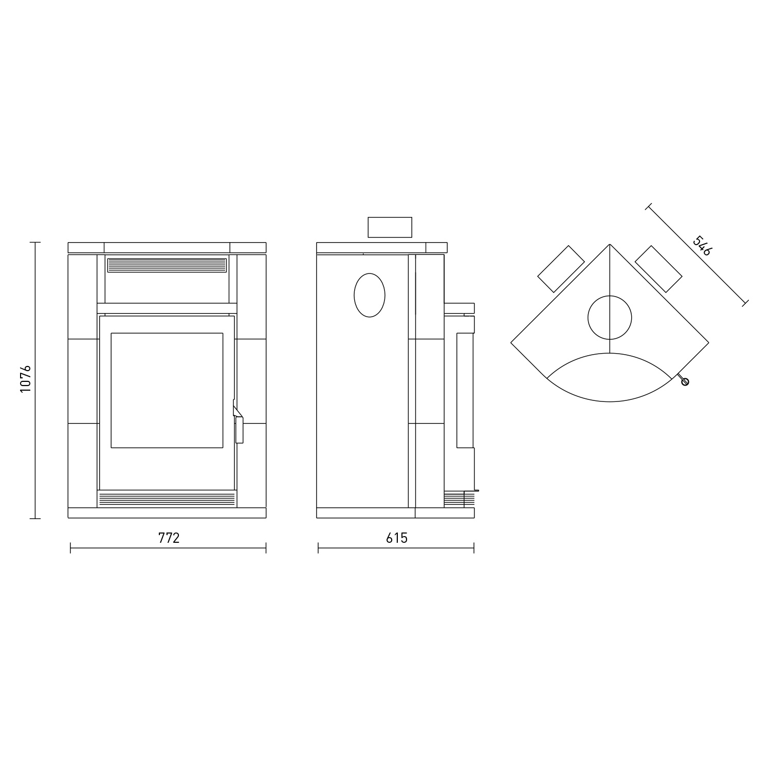 Fireplace Lyon Eckkaminofen Stahl Schwarz | Speckstein