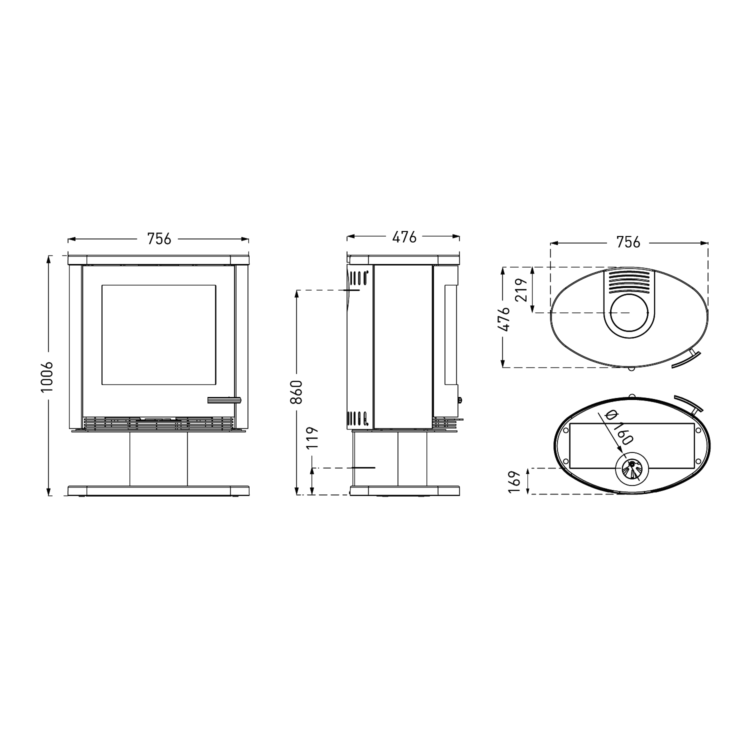 TermaTech TT22RPS Kaminofen Stahl Schwarz | Speckstein