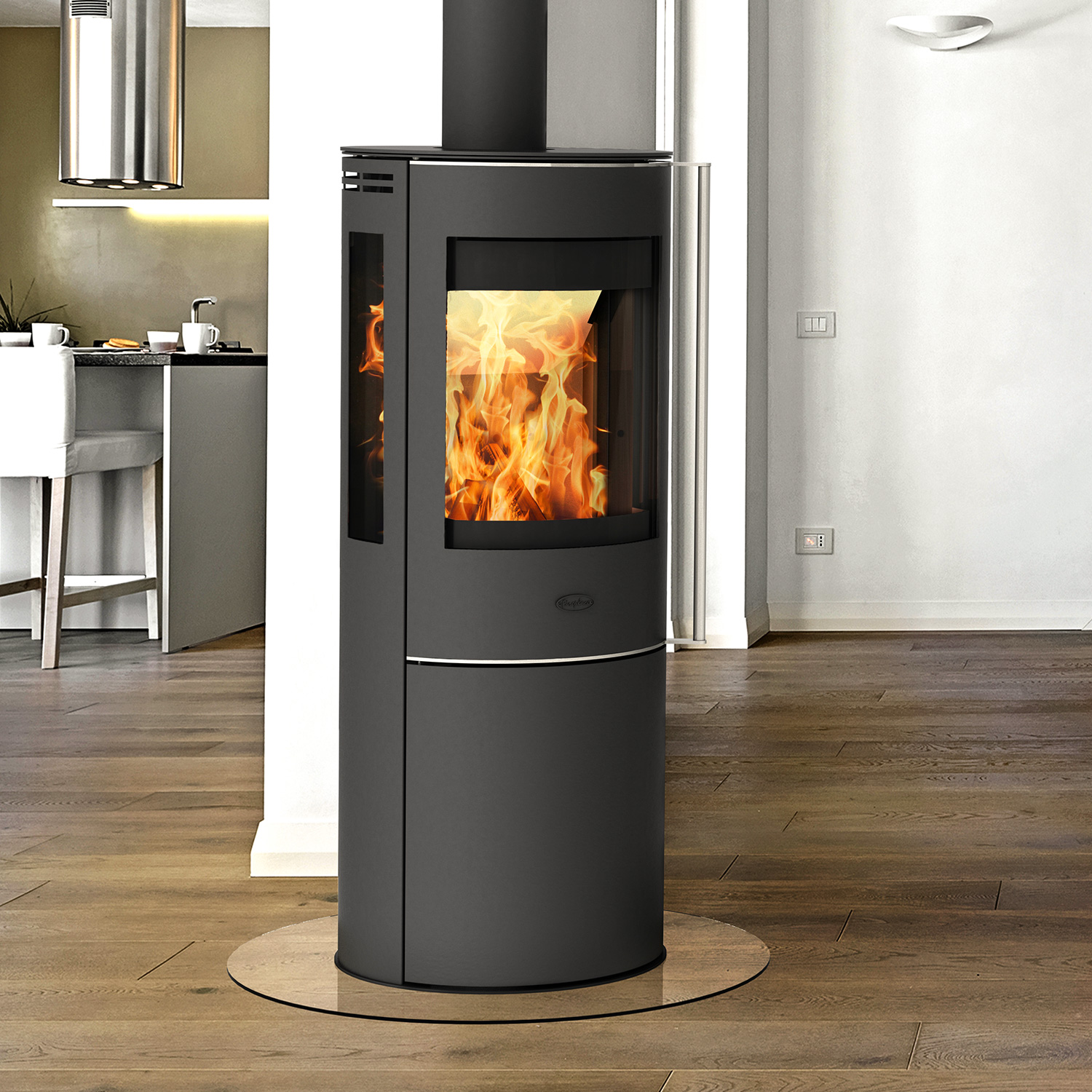 Fireplace Elite Magnolia Kaminofen Stahl Schwarz mit Abdeckplatte Glas