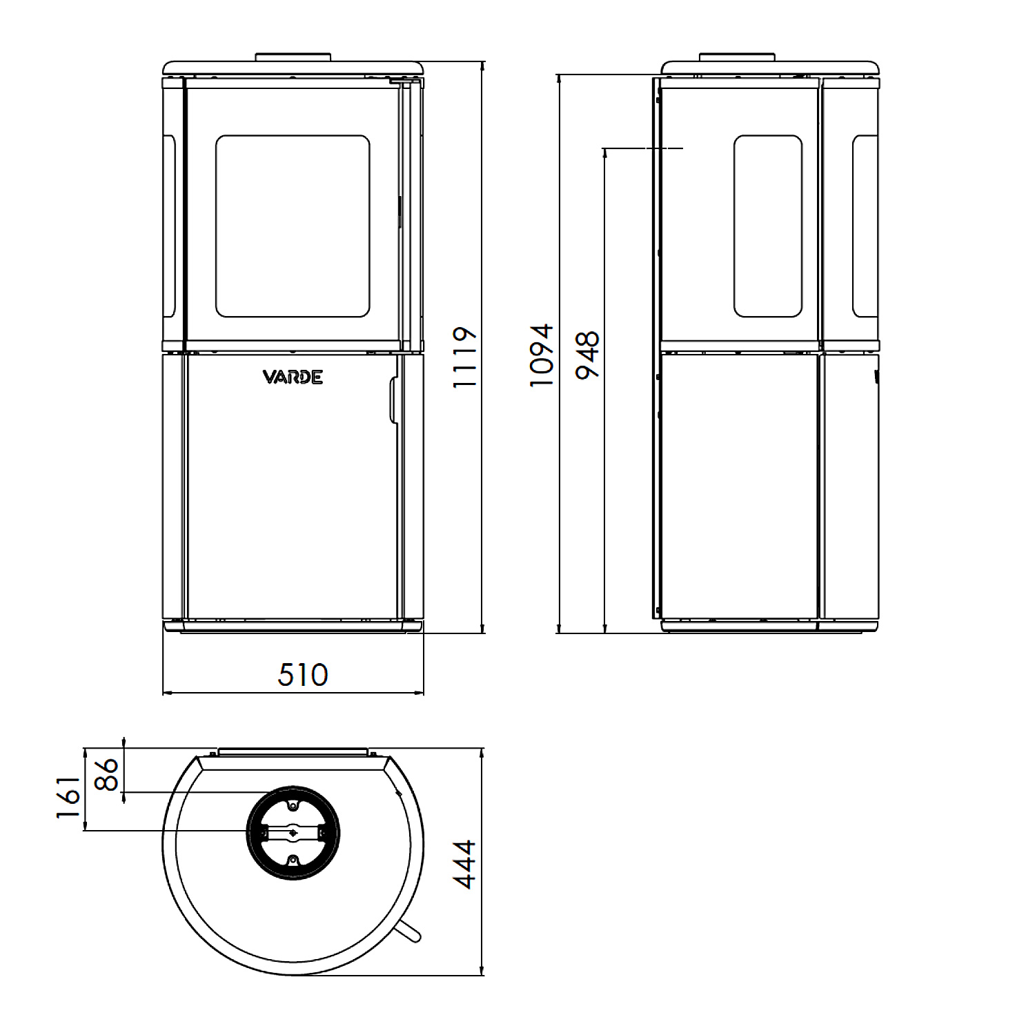 VARDE NORDIC 9 AIR Kaminofen Stahl schwarz