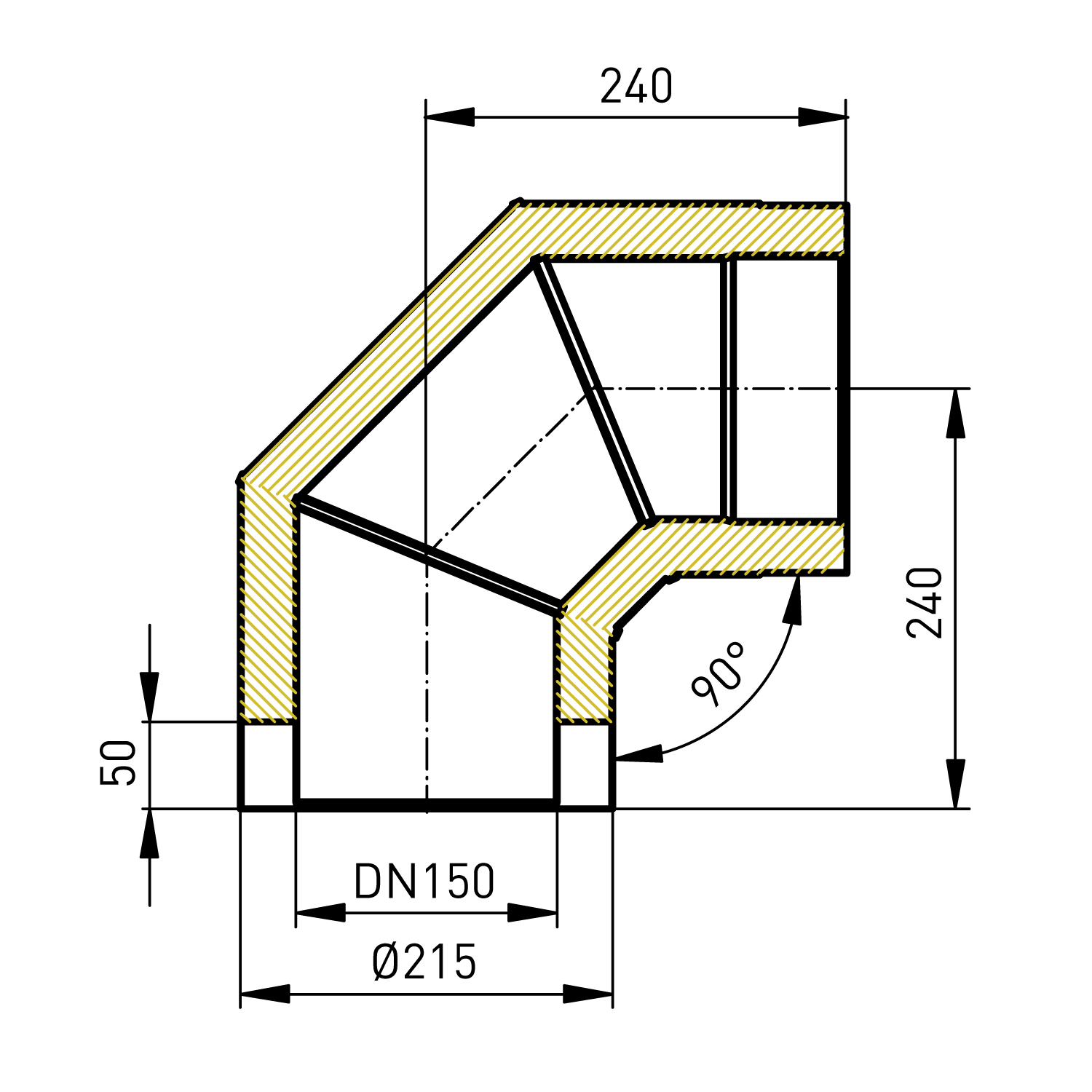 Raik Rauchrohr Coltherm Doppelwandig Durchmesser 150 Bogen 90° schwarz - B-Ware