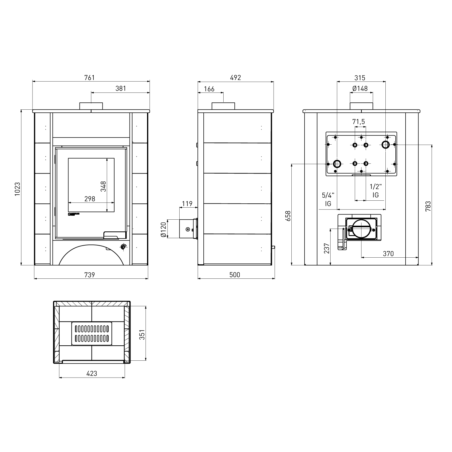 Aquaflam Vario Peru Manual Wasserführender Kaminofen Braun 11/7 kW