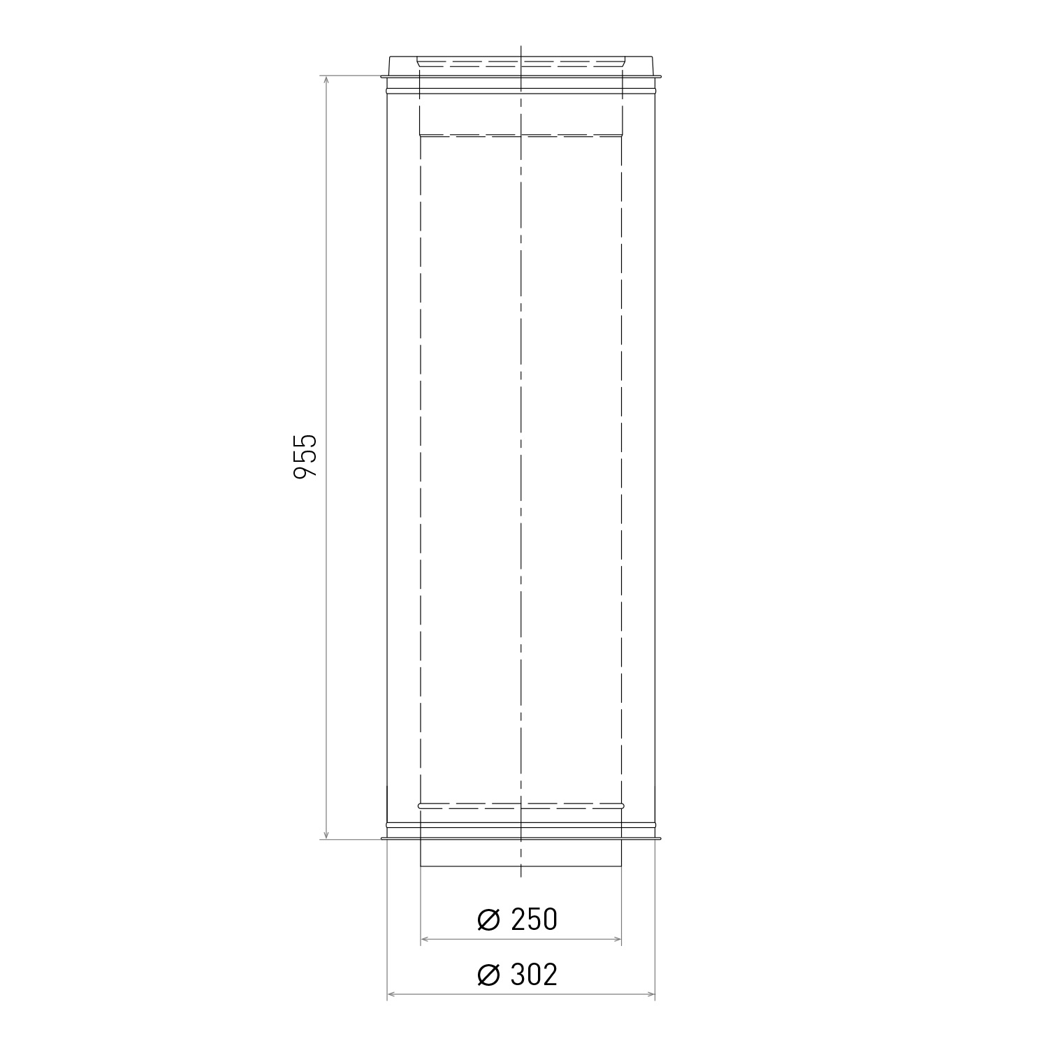 Opsinox Edelstahlschornstein 250mm Längenelement B1000