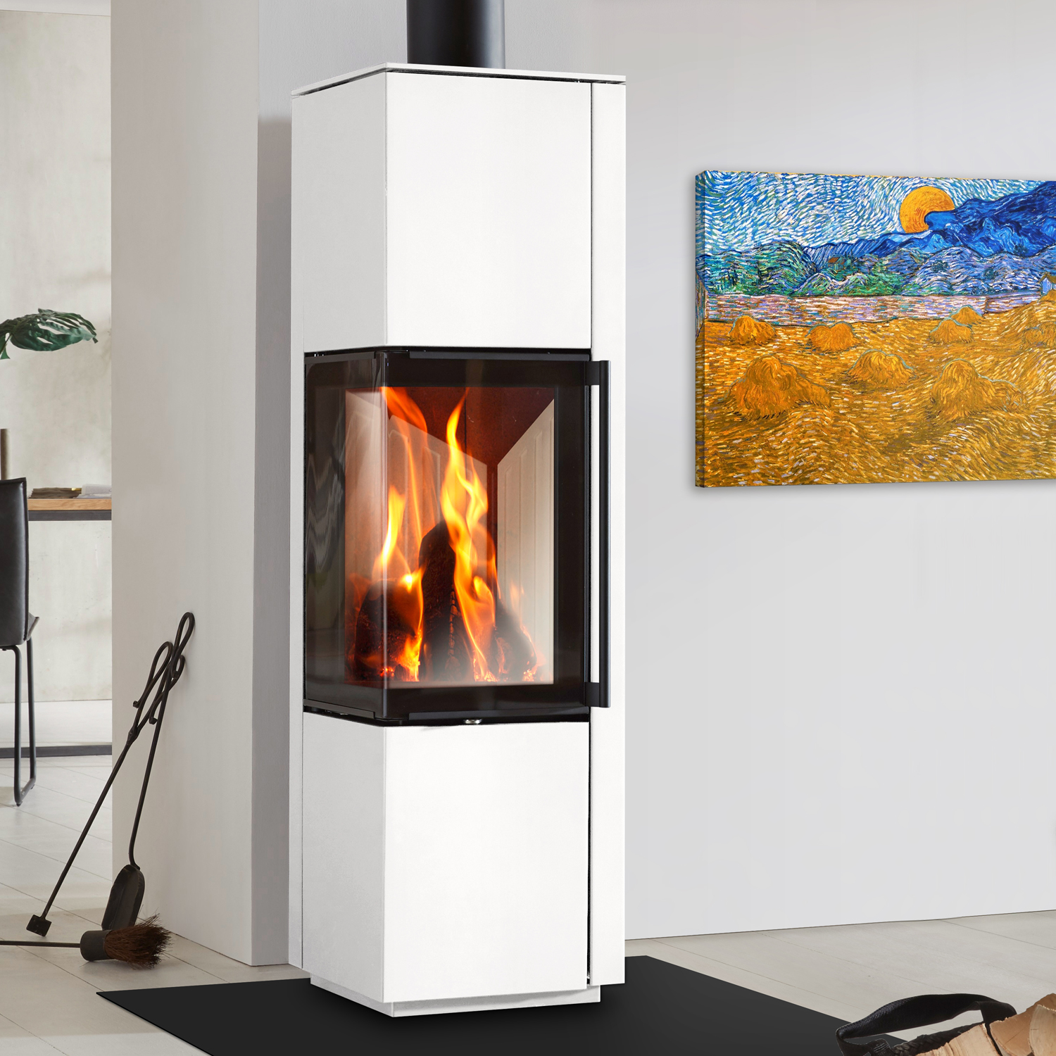 Spartherm Piko L Kaminofen Weiß + 1 m³ Kaminholz gratis