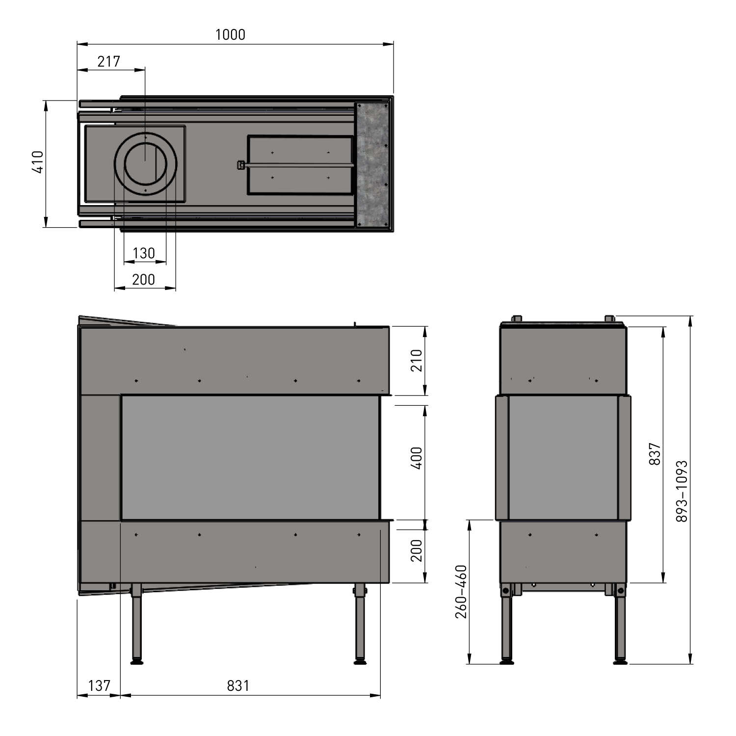 Trimline Fires Trimline 85 Room Divider Gas Kamineinsatz G20/G25