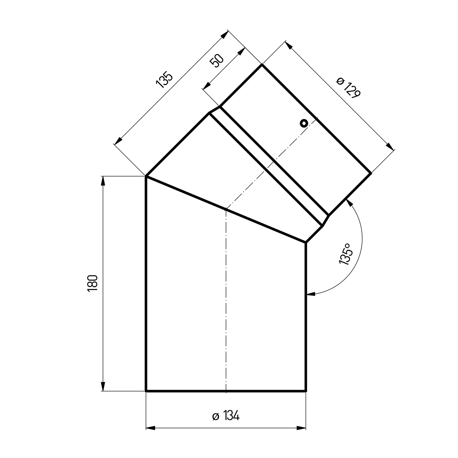 Raik Rauchrohr / Ofenrohr gebogen 130mm - 45° Schwarz