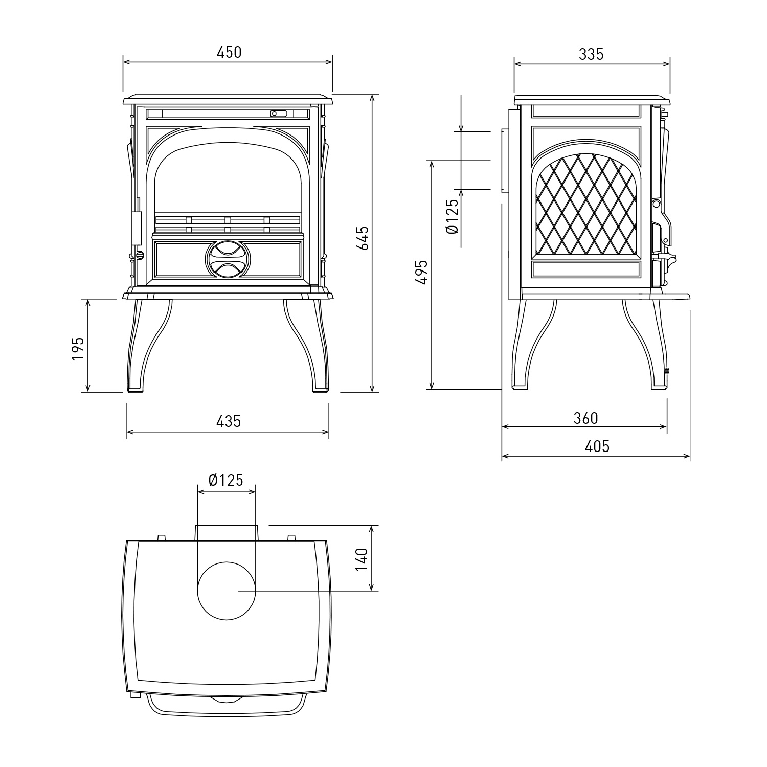 Dovre 250/B Kaminofen Gusseisen Schwarz, Bauart 2