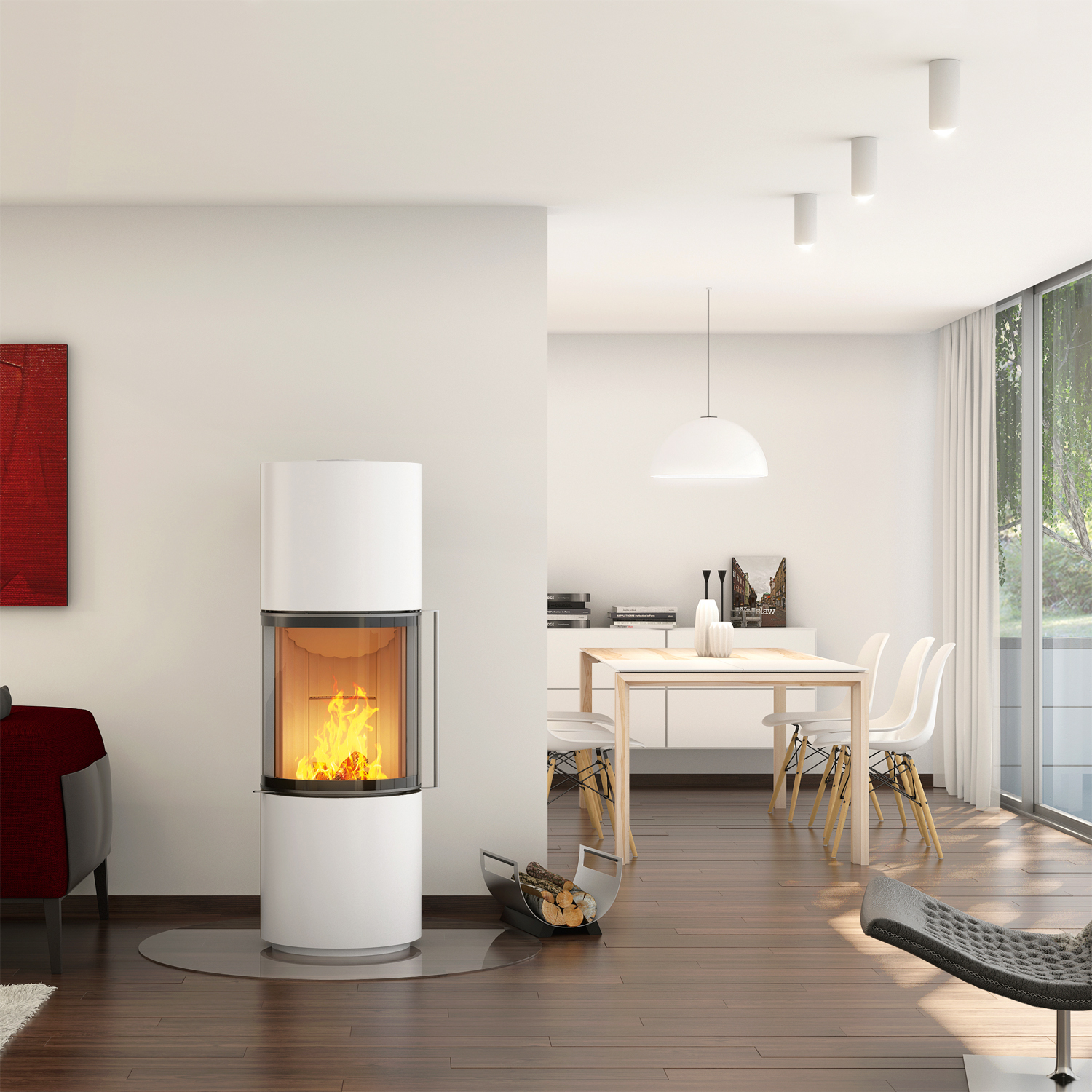 Spartherm Passo S Kaminofen Weiß + 1 m³ Kaminholz gratis