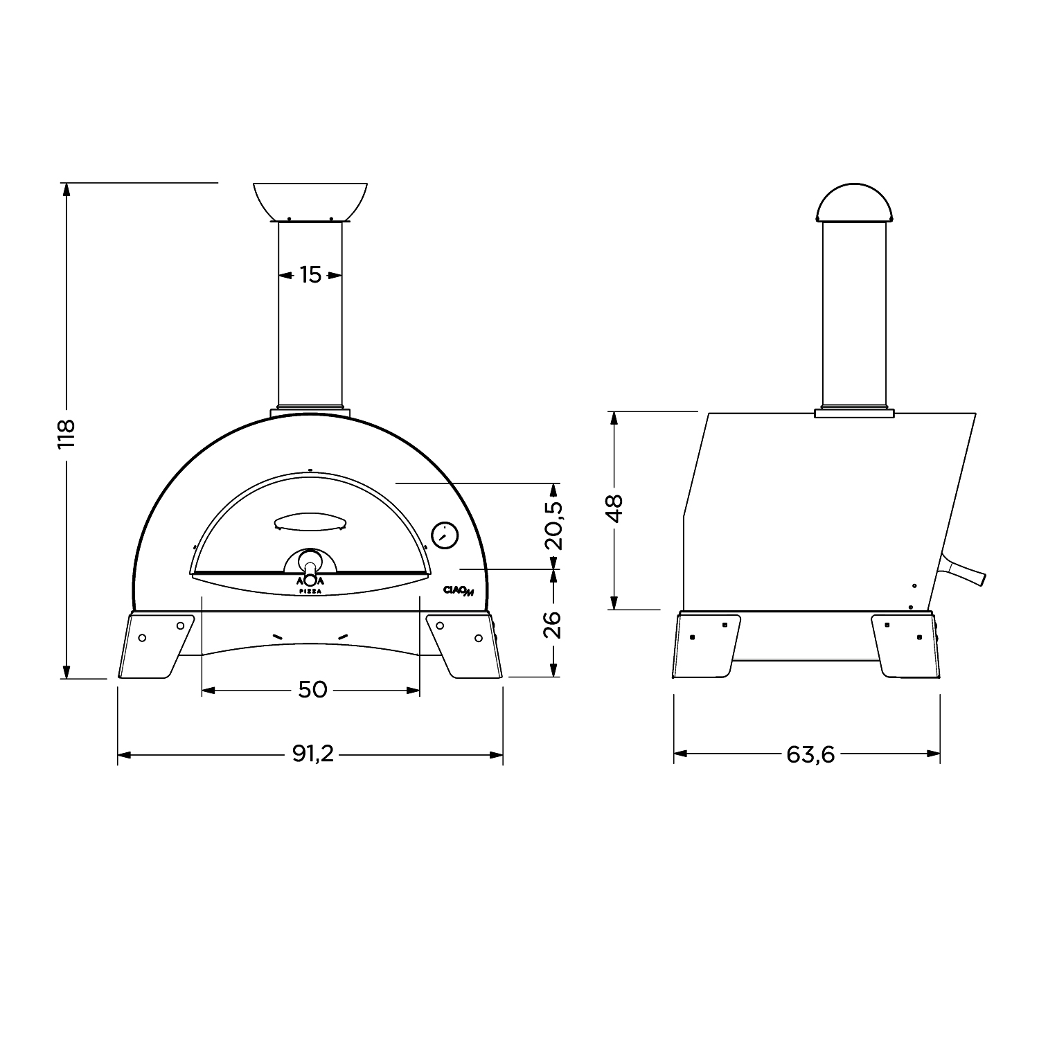 Alfa Forni Pizzaofen Ciao Grau ohne Unterbau