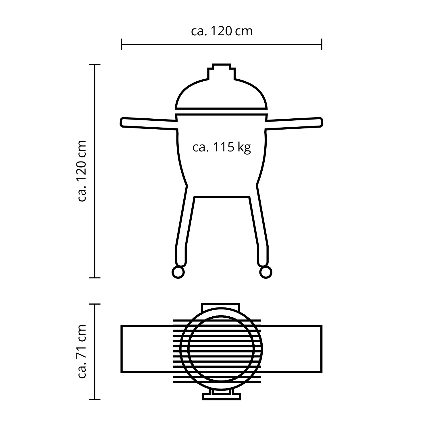 MONOLITH CLASSIC BBQ GURU Keramikgrill PRO-Serie 2.0 Schwarz mit Gestell und Seitentischen