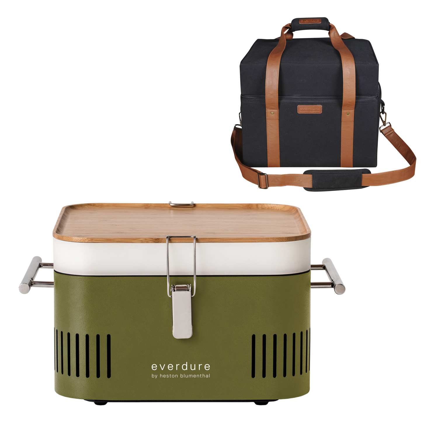 Everdure CUBE Holzkohlegrill Khaki + Tragetasche