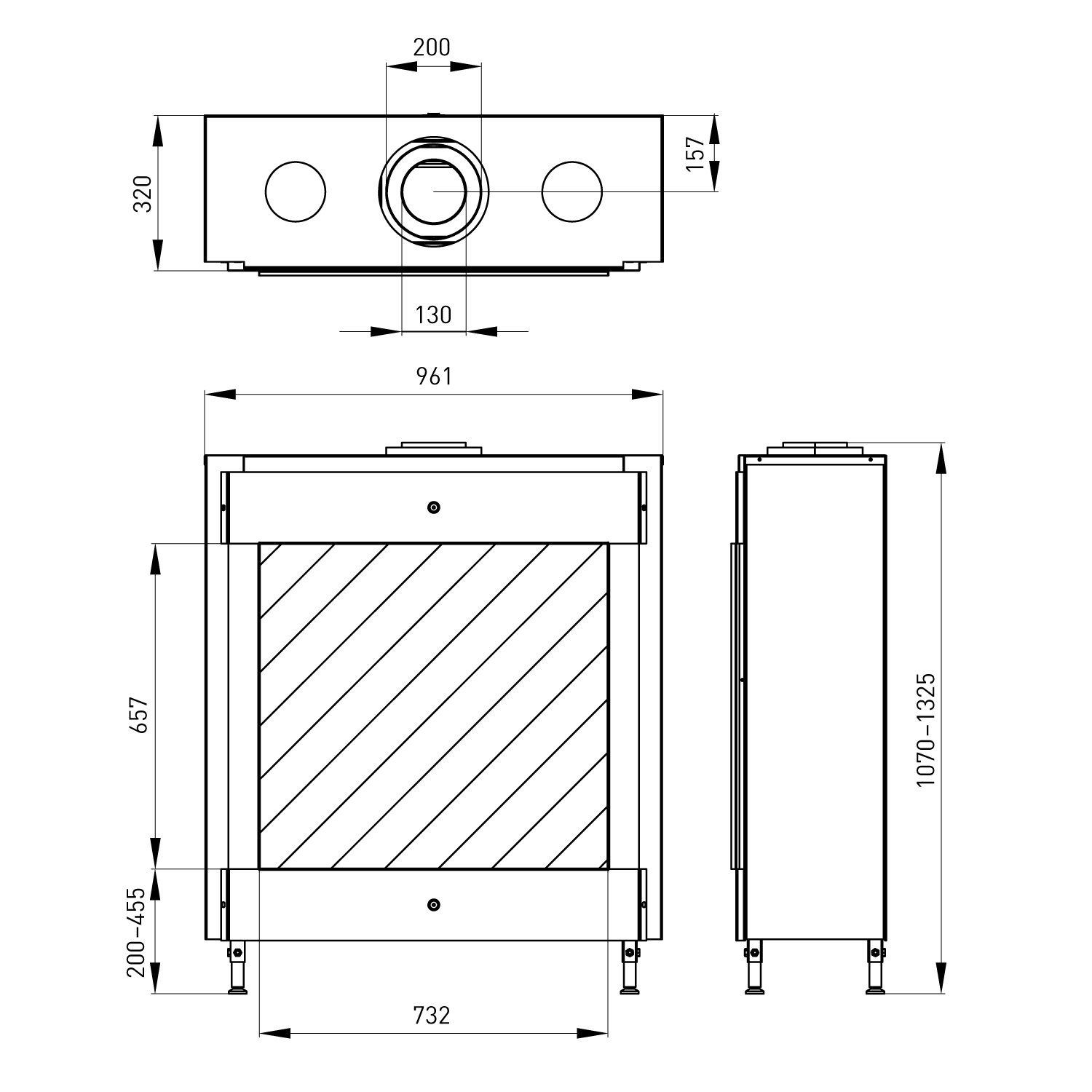 Trimline Fires Trimline 73H Front Gas Kamineinsatz G20/G25