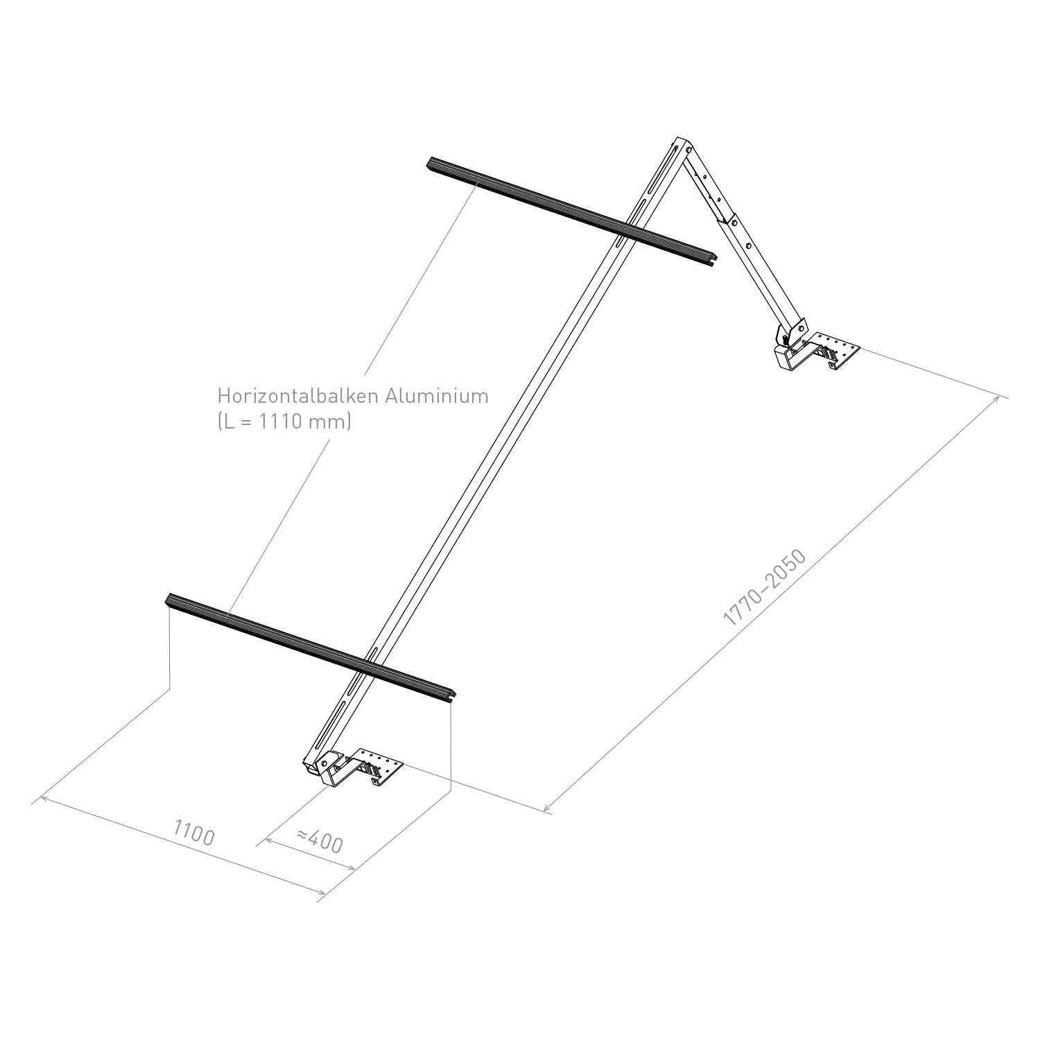 Sunex Standard Schrägdacherweiterungsset 10-25 Grad für 1 Flachkollektor Basicx 2.0