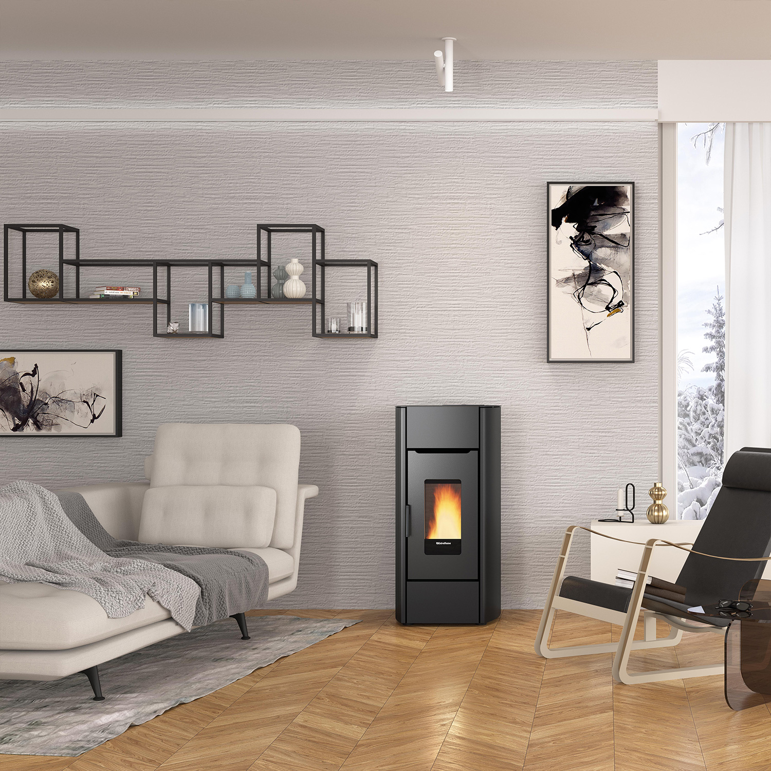 Extraflame Prestige Line Mirka Pelletofen Stahl Schwarz