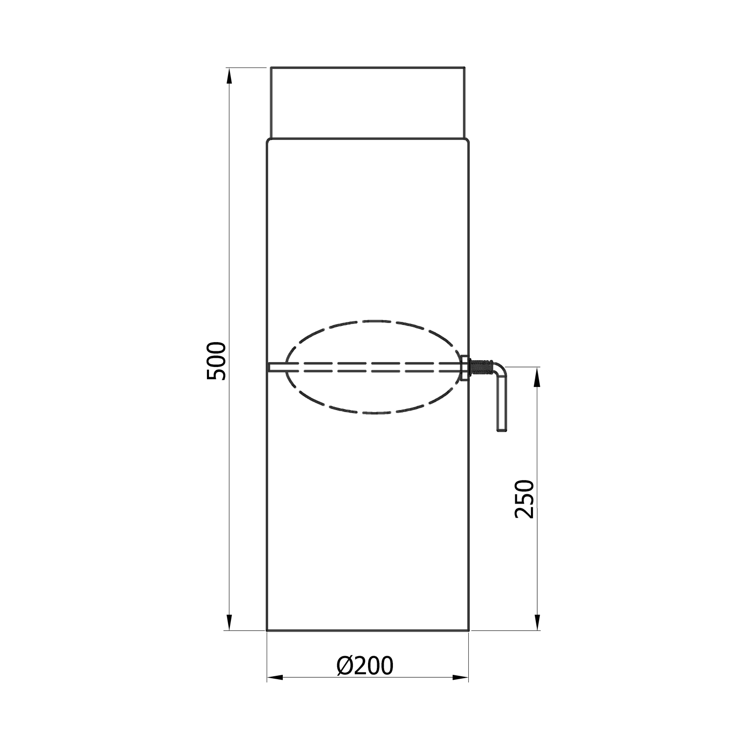 Raik Rauchrohr / Ofenrohr 200mm - 500mm mit Zugregulierung schwarz