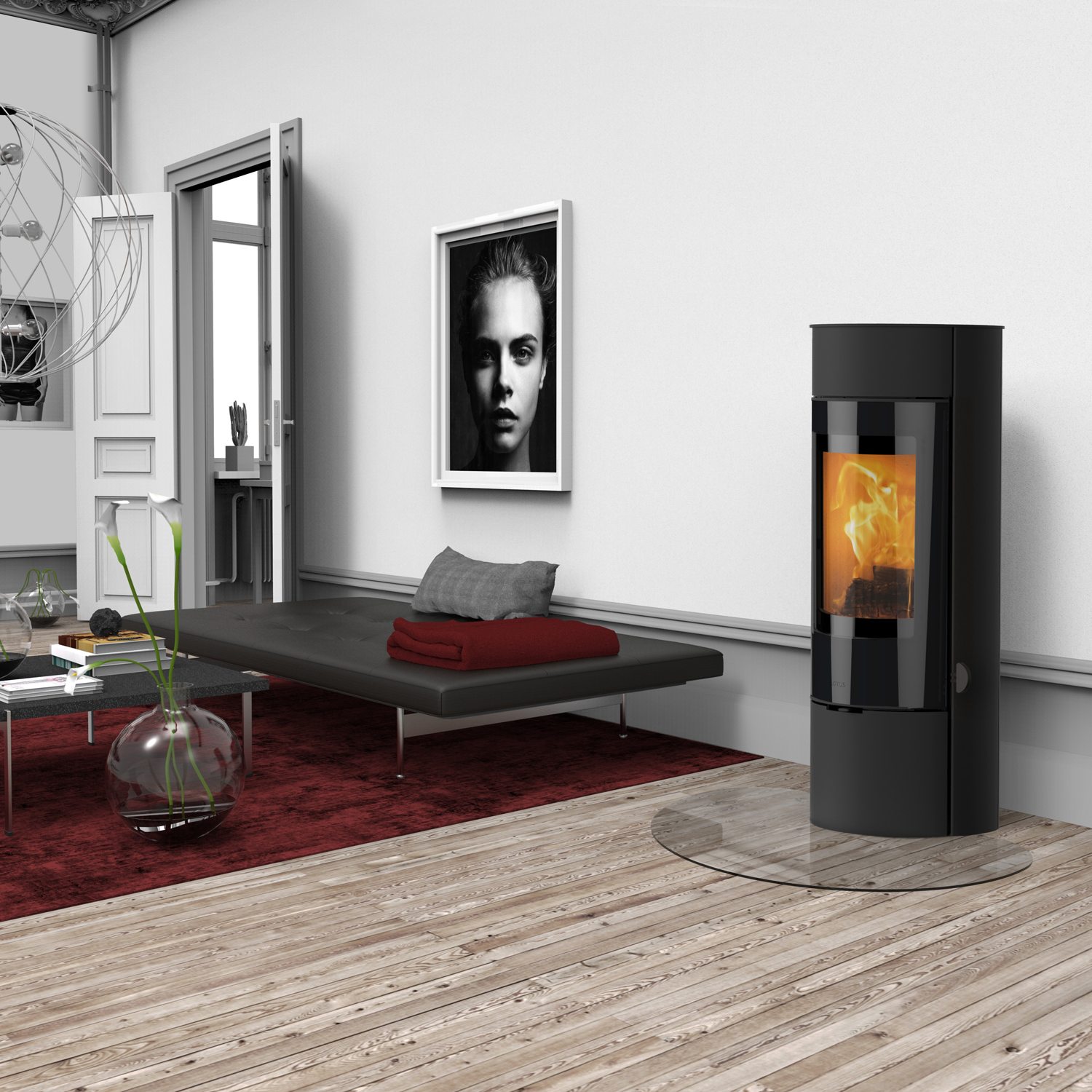 Lotus Prestige Magic 40 Kaminofen Schwarz, Rauchabgang oben